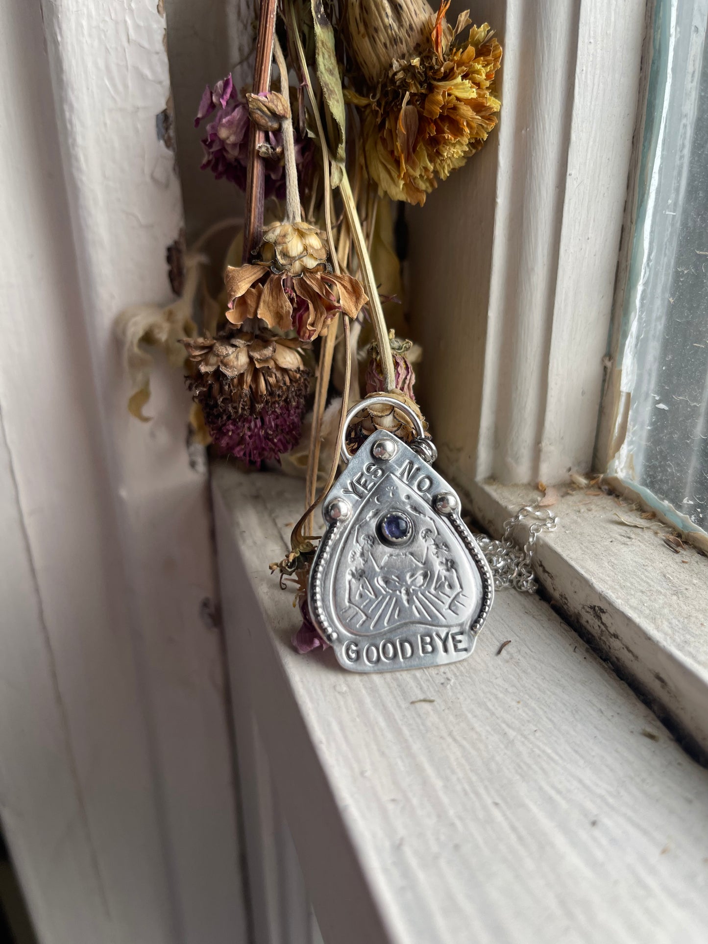 Iolite Ouija Planchette Statement Necklace