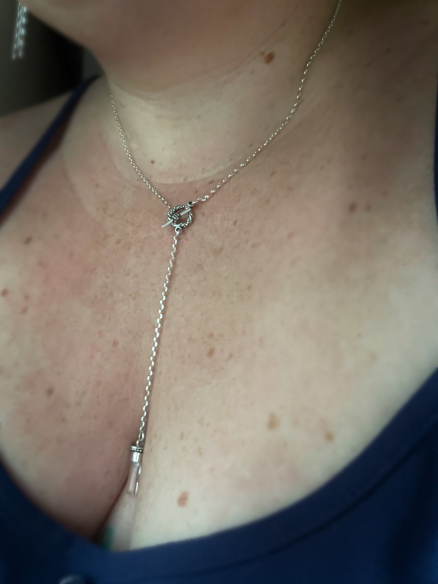 *Aquamarine Anchor • Aquamarine Crystal Sterling Silver Toggle Necklace
