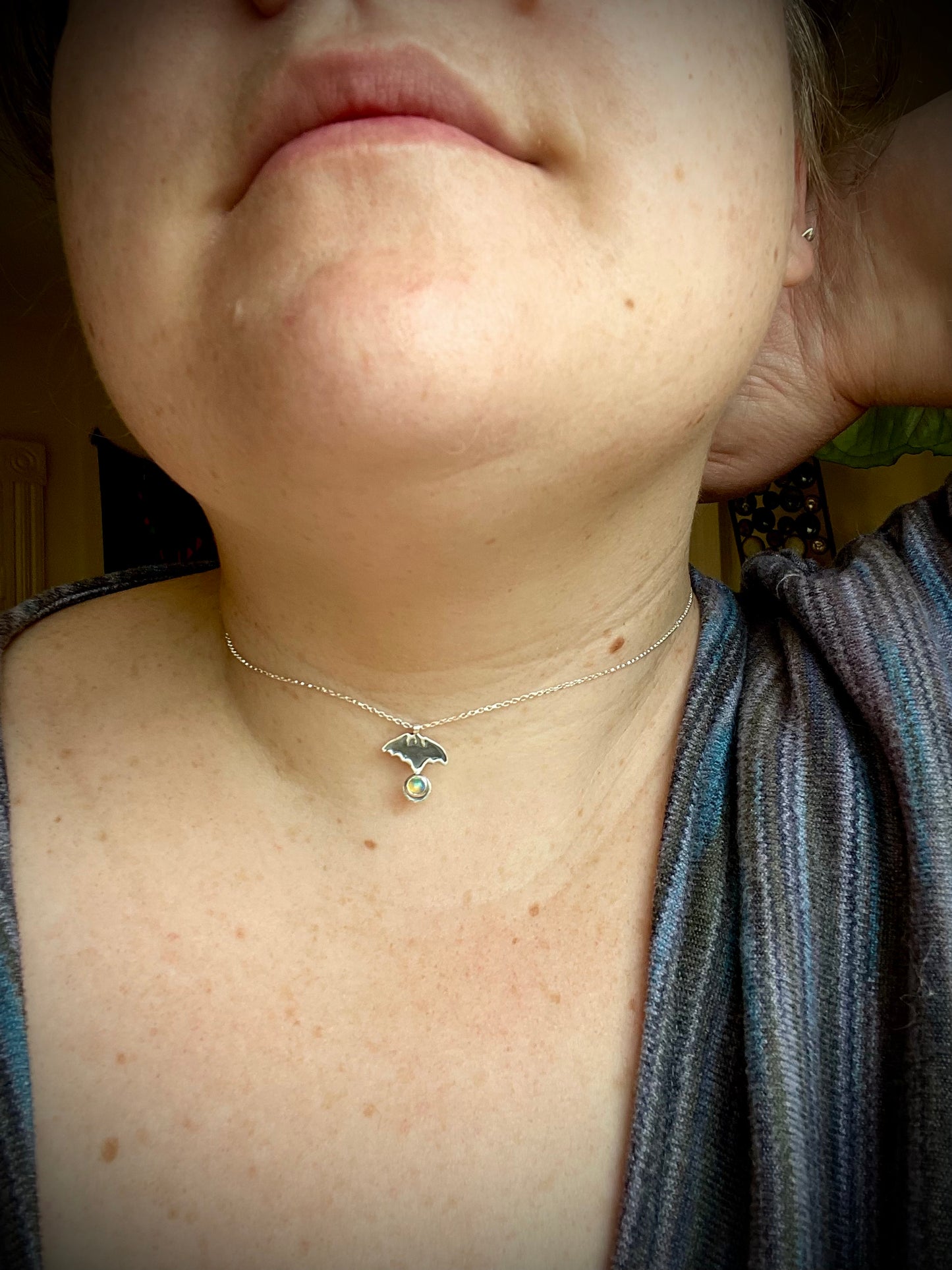 Little Bat Opal Charm Necklace
