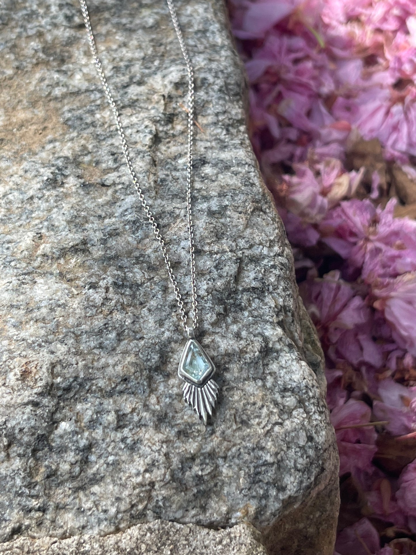 *Iðunn • Aquamarine Pendant Necklace • Fine Silver