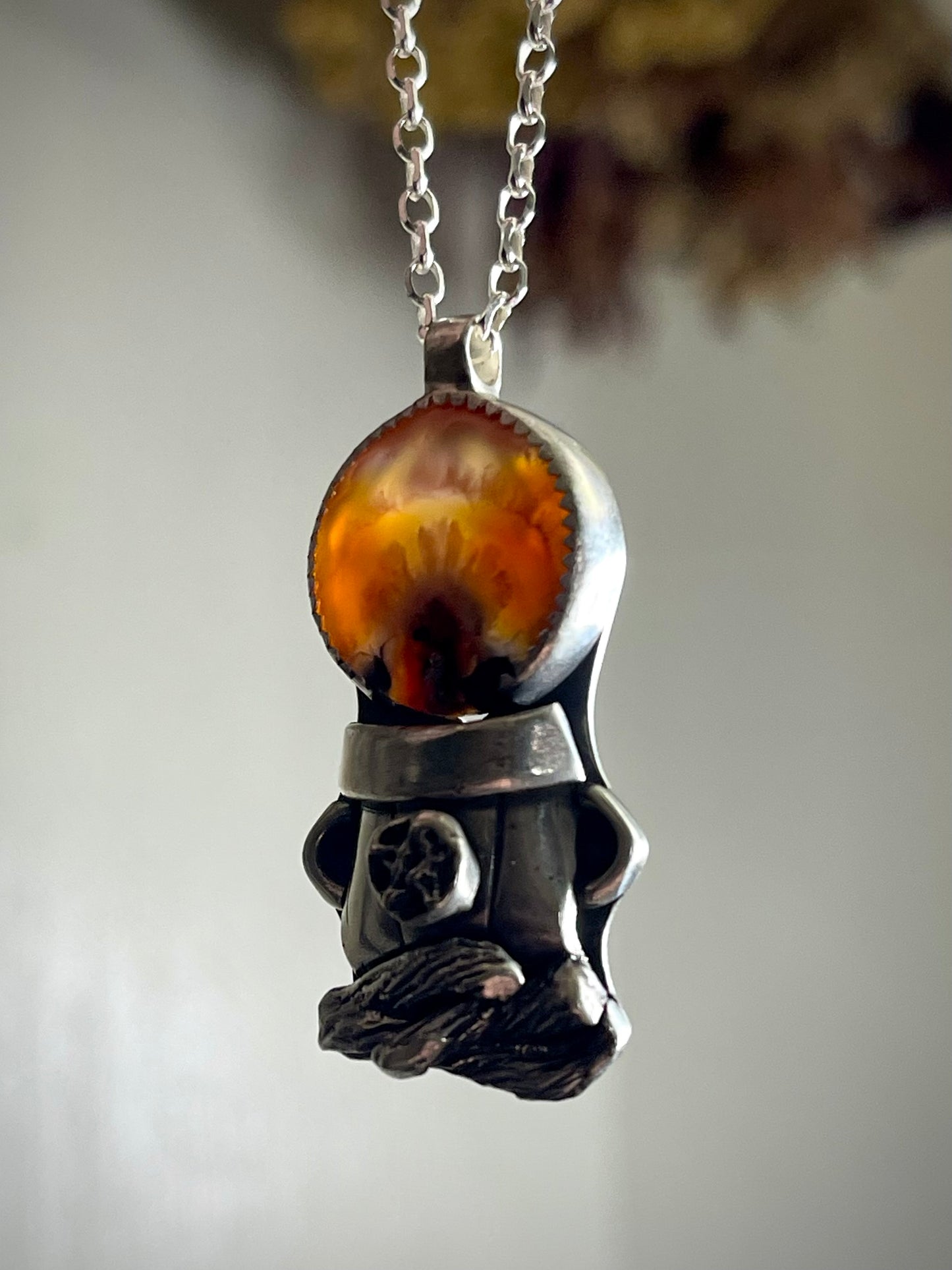 *Blood Moon Cauldron • Sterling Silver Pandora Agate Pendant Necklace