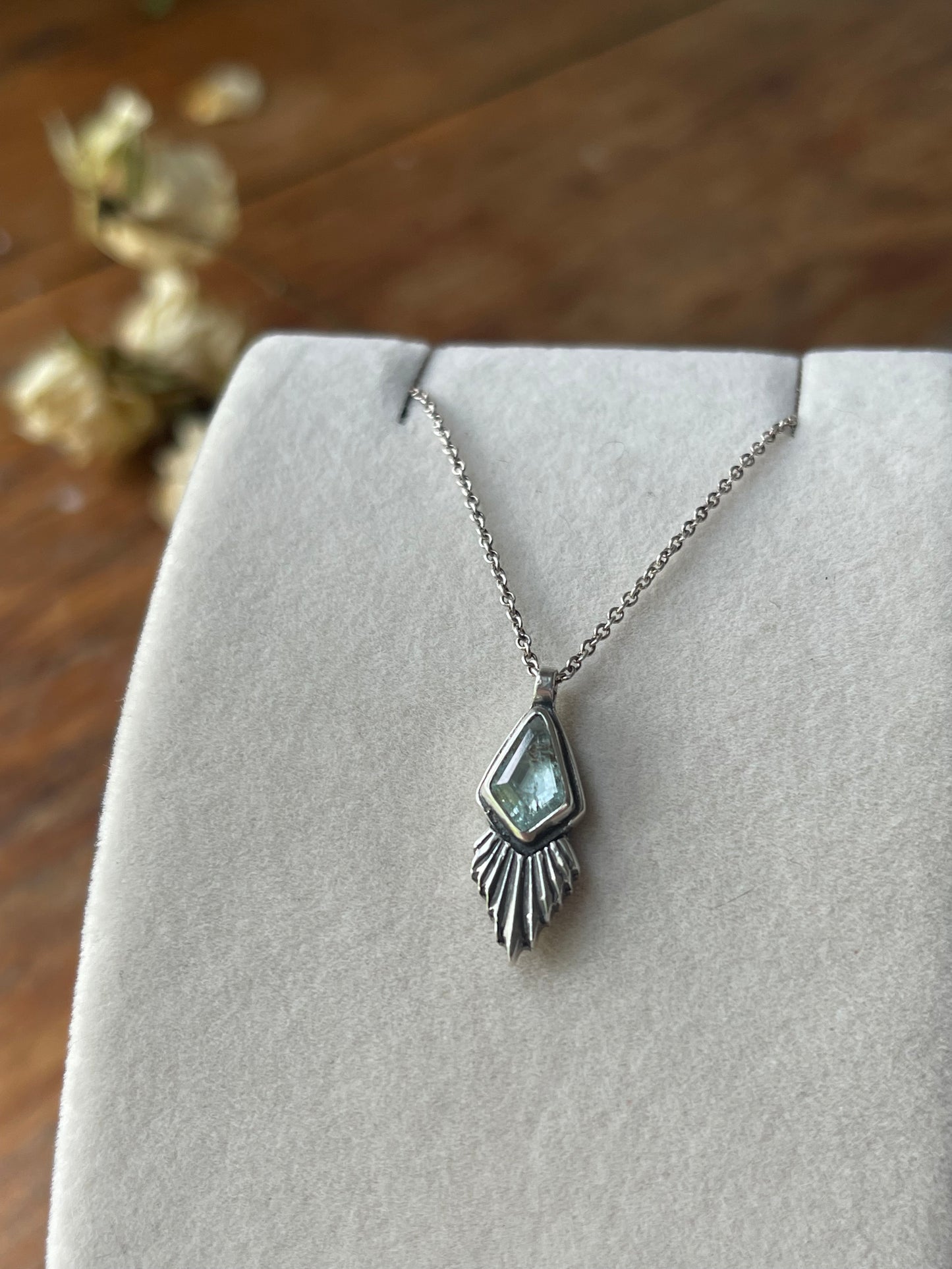 *Iðunn • Aquamarine Pendant Necklace • Fine Silver