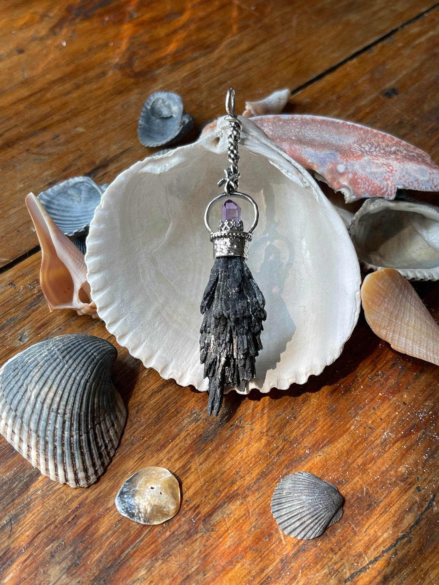 The Urchin Witch Crystal Broom Pendant