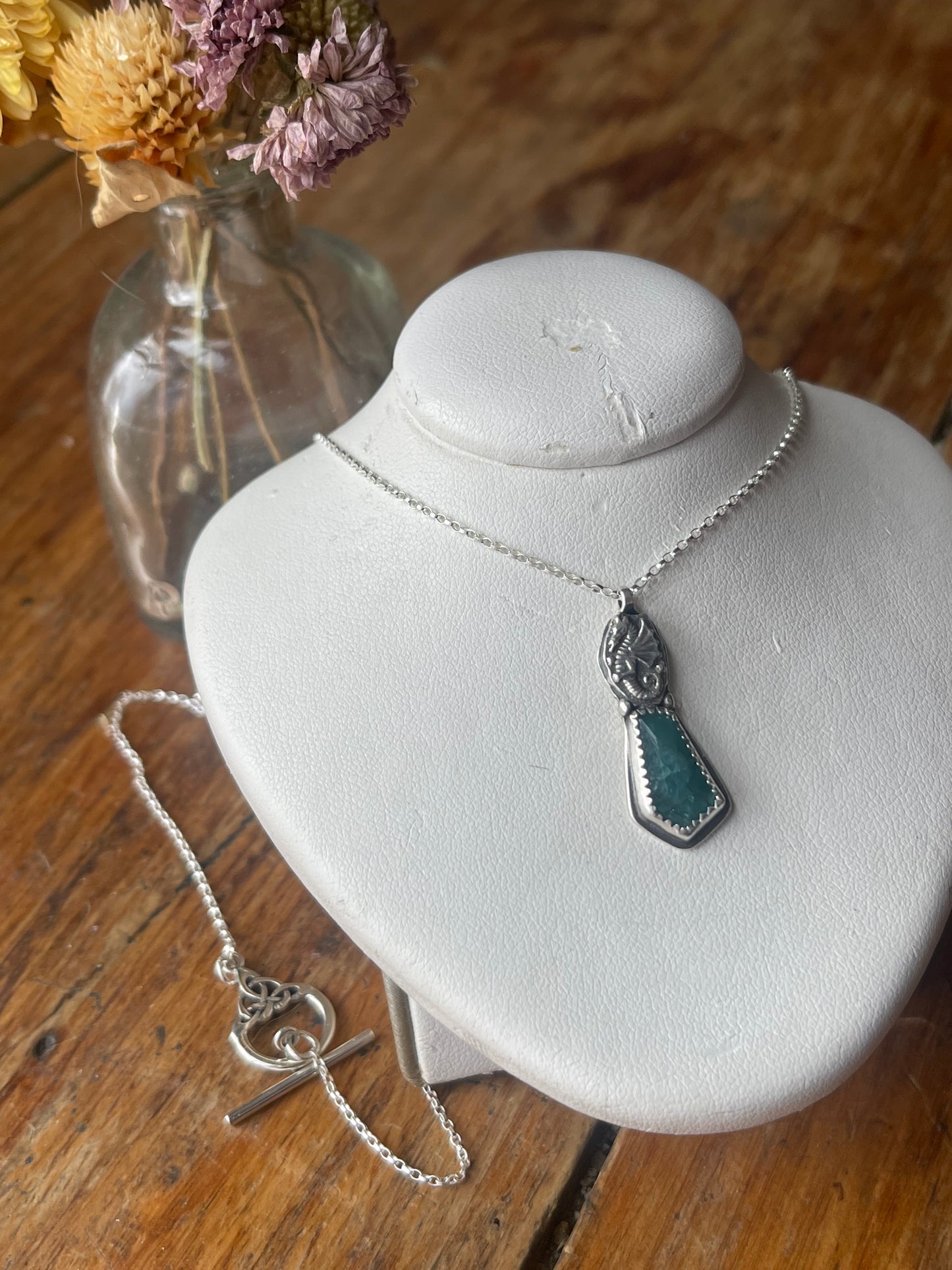 *Selkie’s Tear • Grandidierite Dragon Fine Silver Charm Necklace
