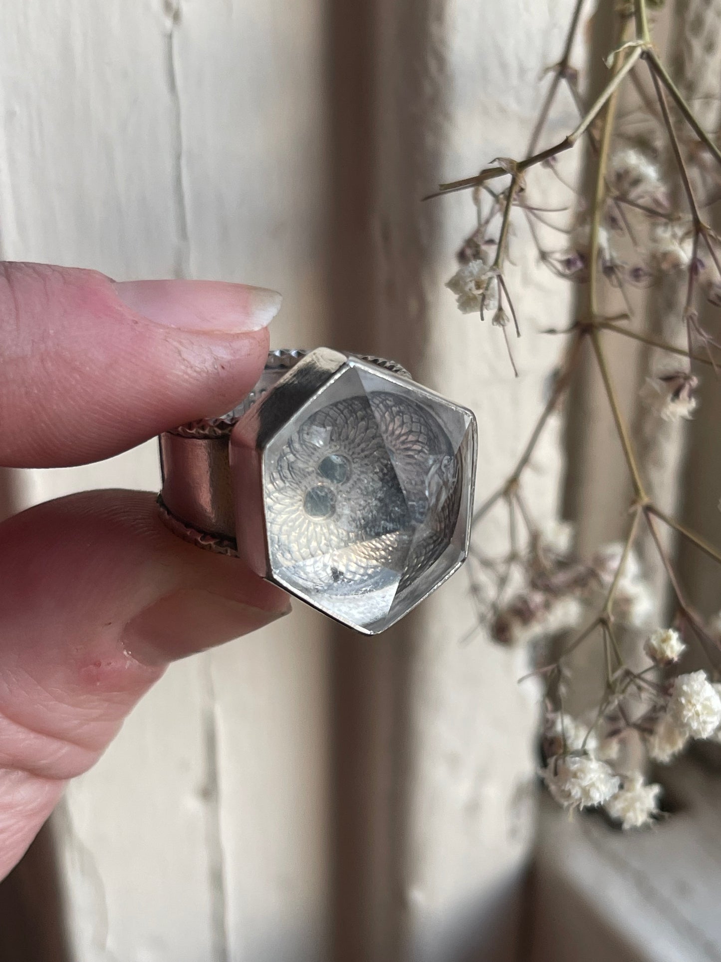 Emergence Crystal Statement Ring • Fine Silver with London Blue Topaz