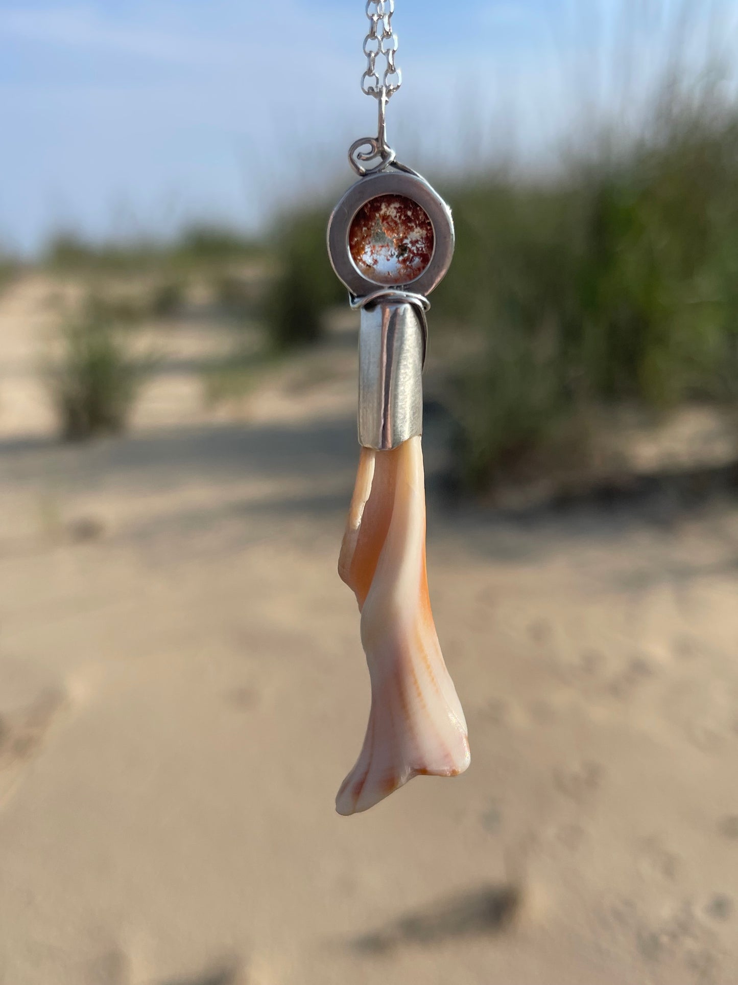 *Dancing in the Dunes • Garden Quartz Seashell Pendant