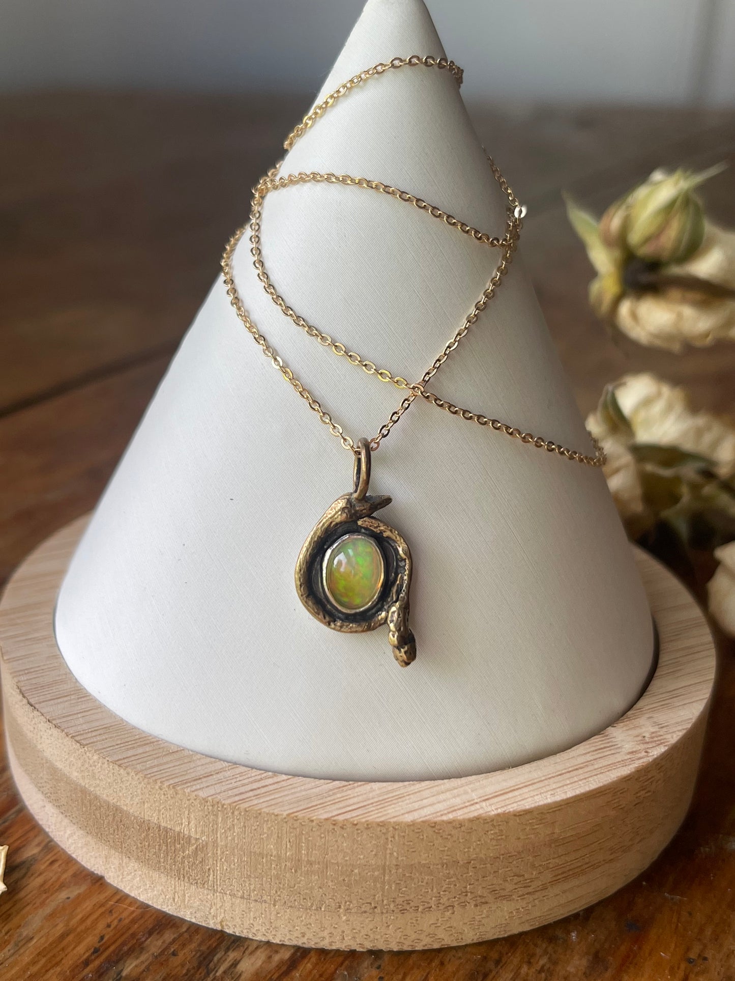 *Garden Snake • Ethiopian Opal Mixed Metals Pendant Necklace