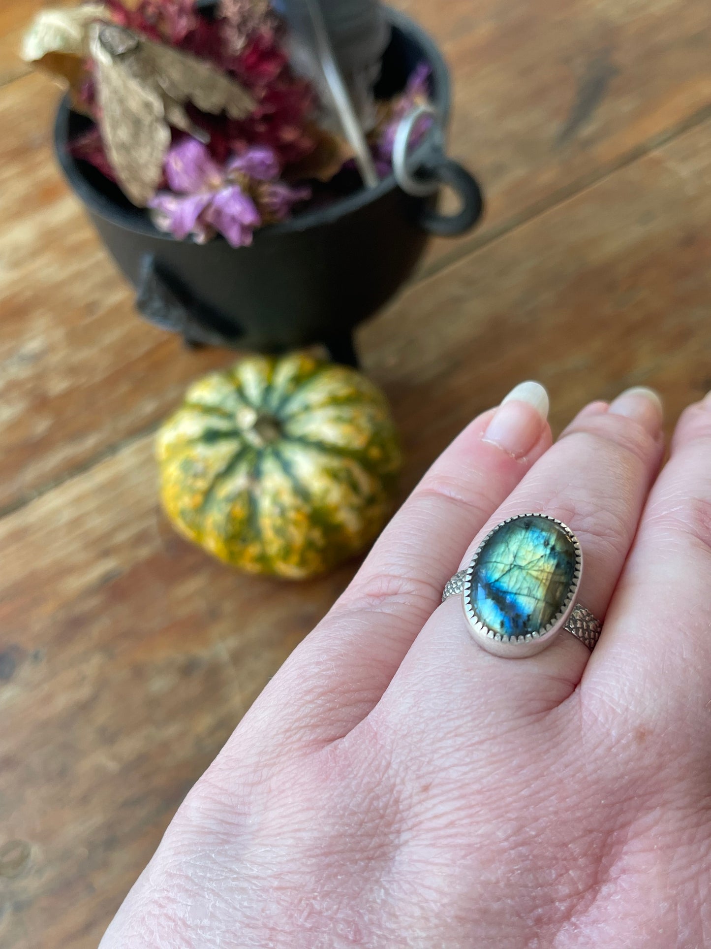 Autumn Skies Labradorite Ring Size 10.5