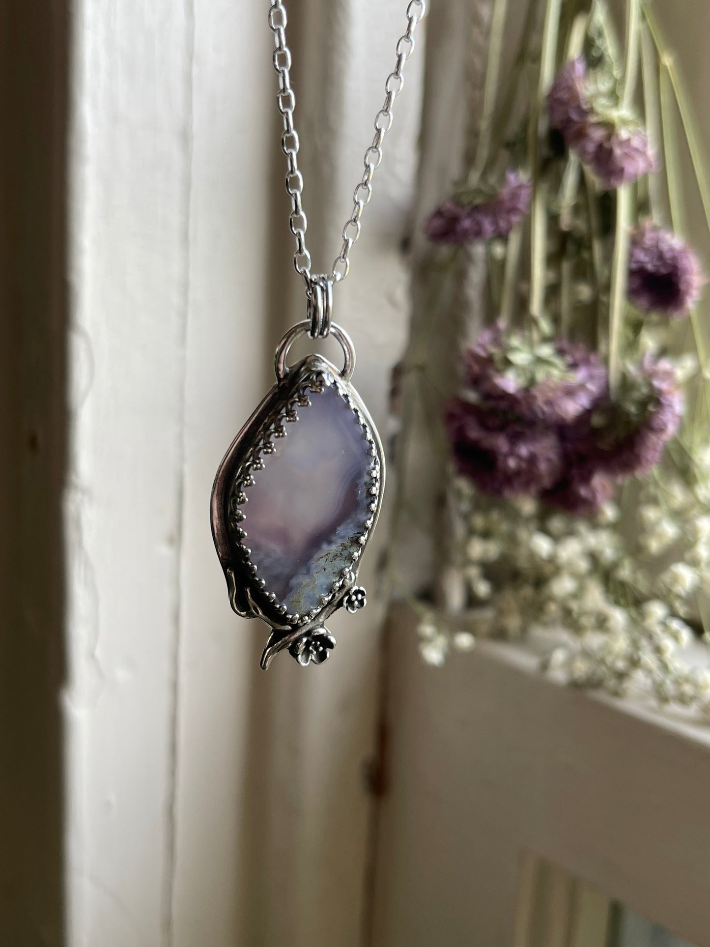 *Twilight Flight • Purple Moss Agate Bat Pendant Necklace