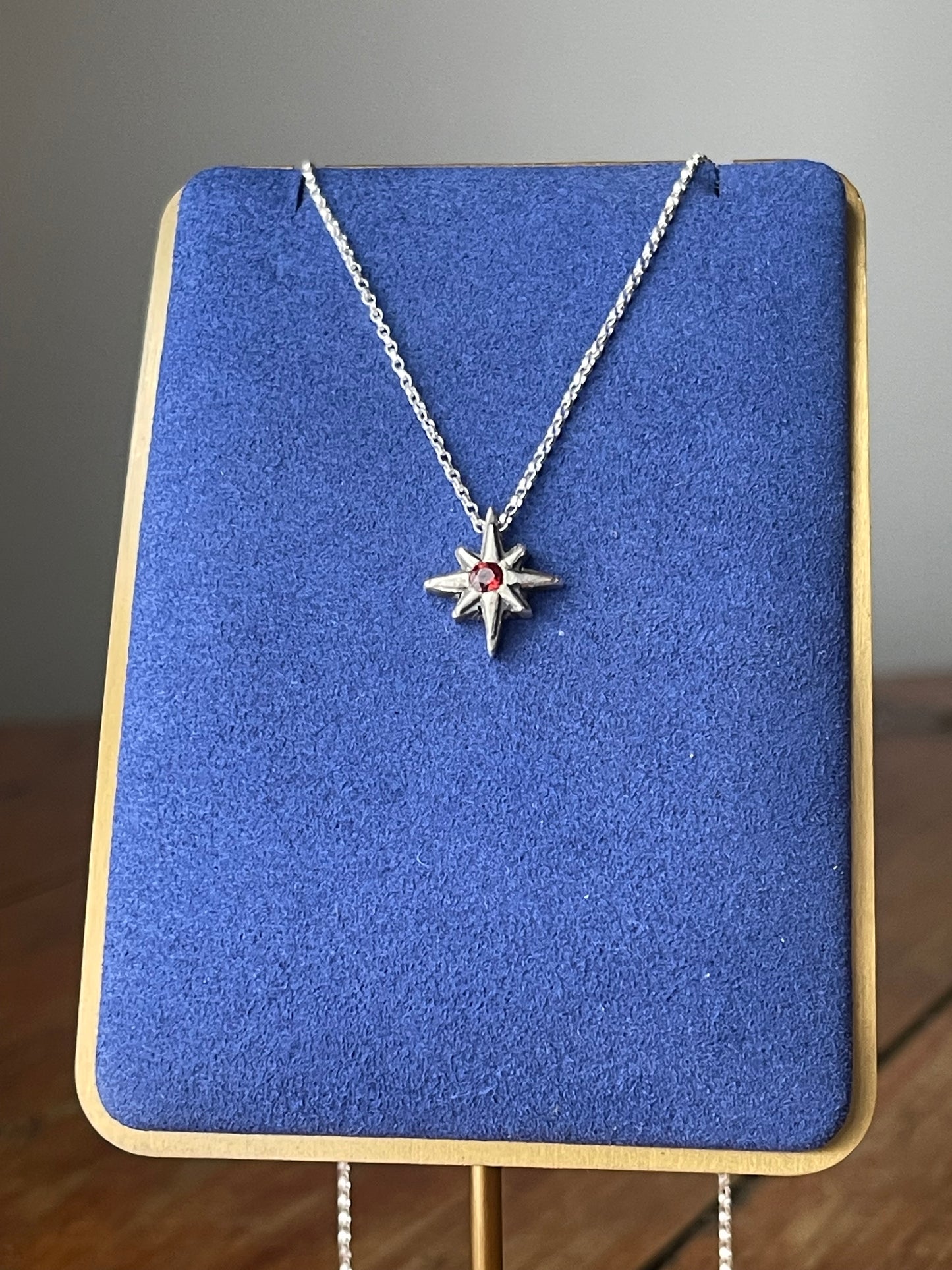 Dark Star • Garnet Star Charm Necklace MADE TO ORDER