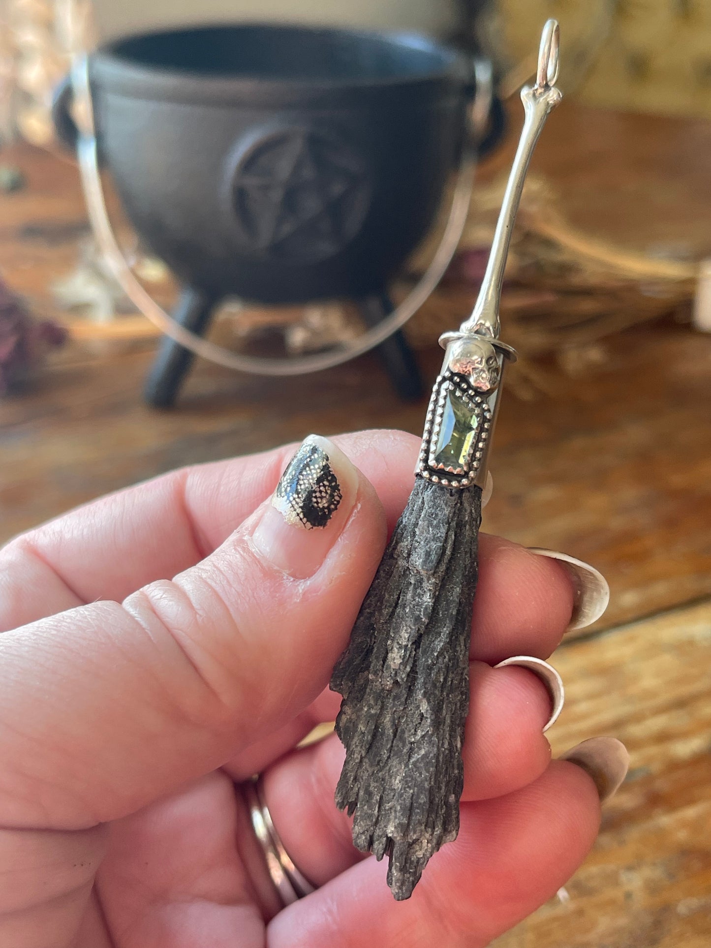 Bone Witch Sapphire Crystal Broom