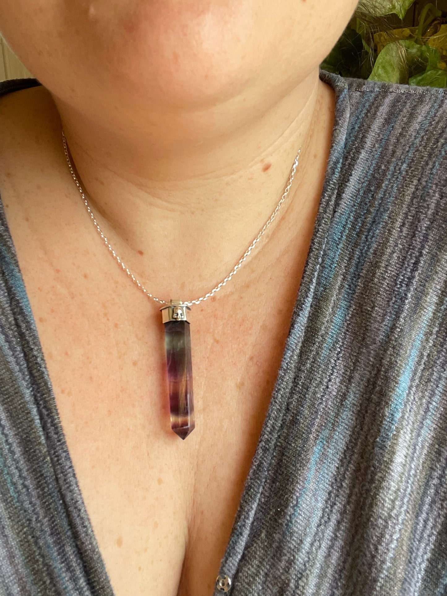 Autumnal Decay Fluorite Crystal Skull Necklace