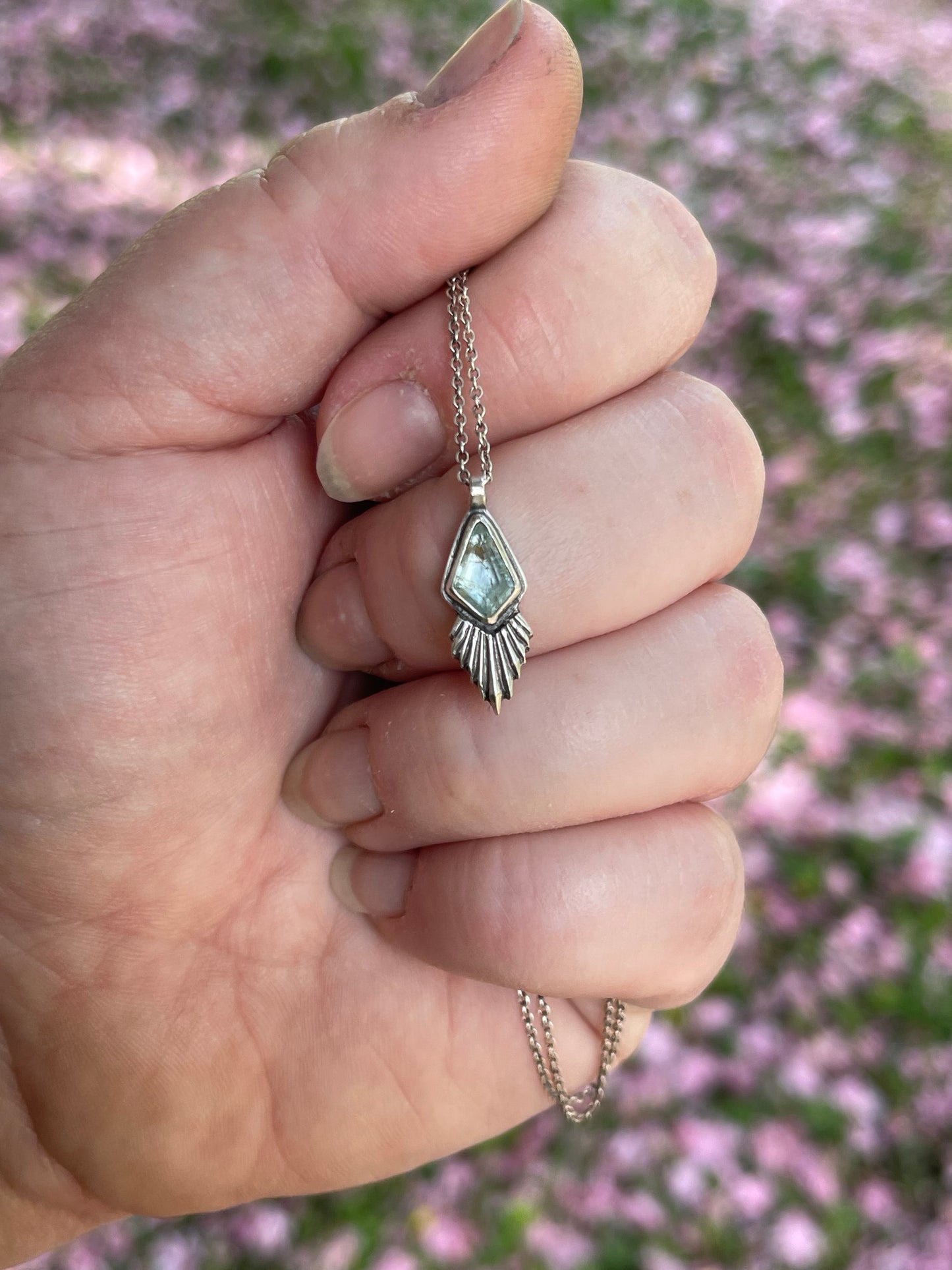 *Iðunn • Aquamarine Pendant Necklace • Fine Silver