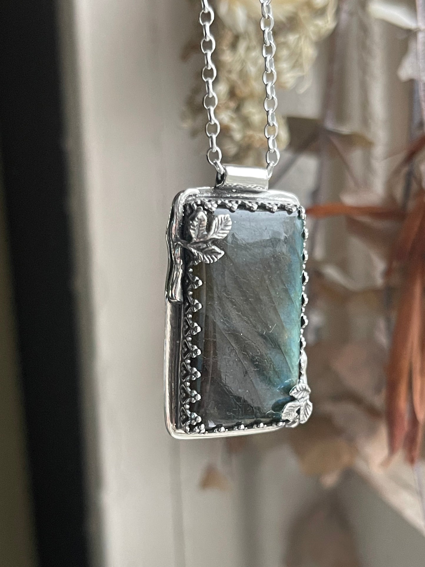 Maiden, Mother, Crone • Blue Labradorite Celtic Nature Pendant Necklace