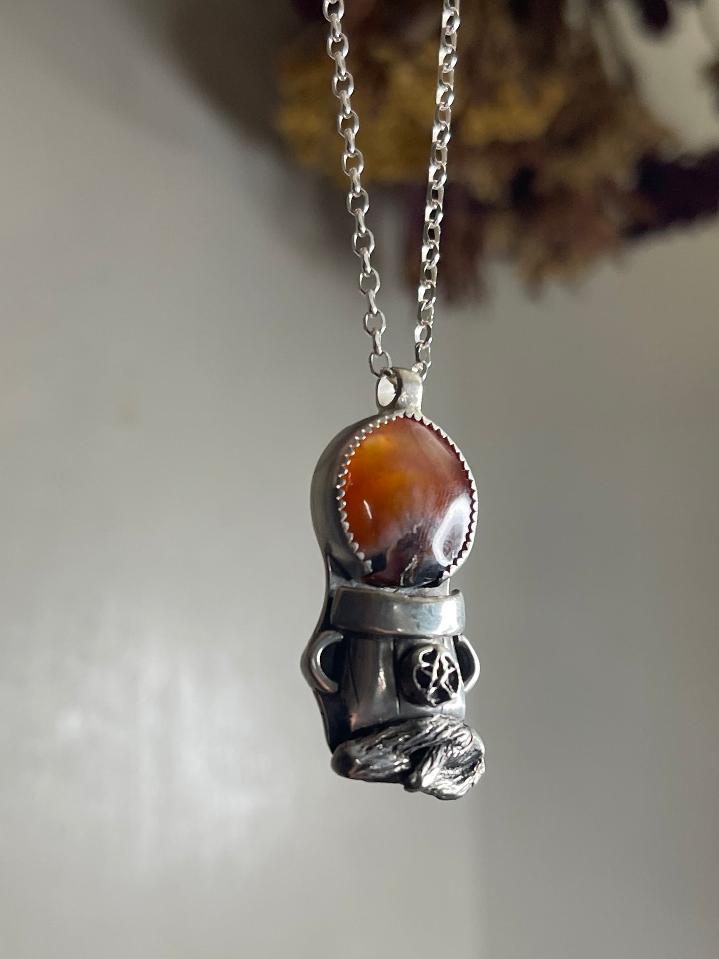 *Blood Moon Cauldron • Sterling Silver Pandora Agate Pendant Necklace