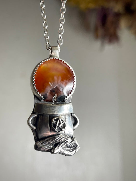 *Blood Moon Cauldron • Sterling Silver Pandora Agate Pendant Necklace