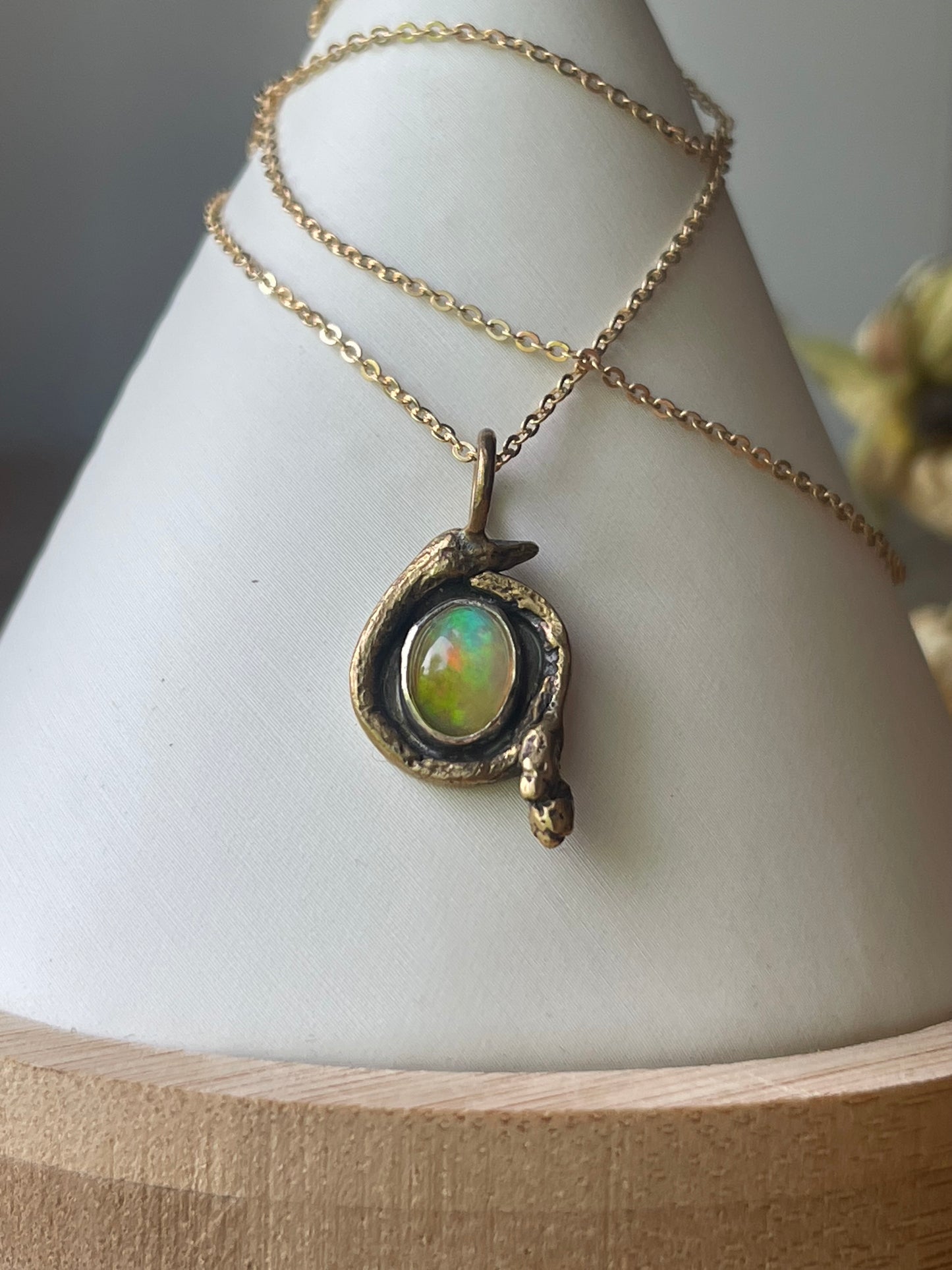 *Garden Snake • Ethiopian Opal Mixed Metals Pendant Necklace