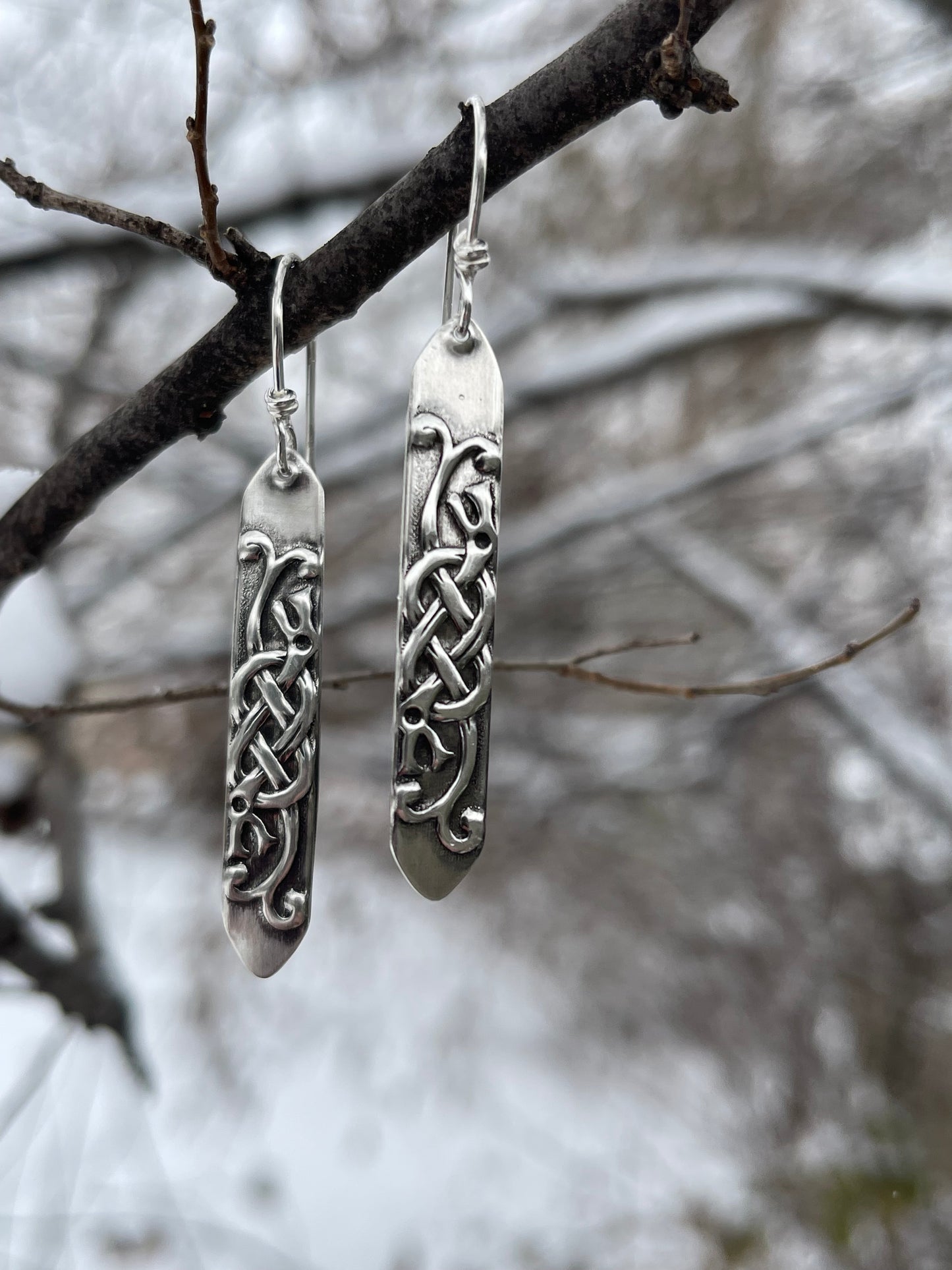 Jörmungandr Viking Knots Sterling Silver Dangle Earrings