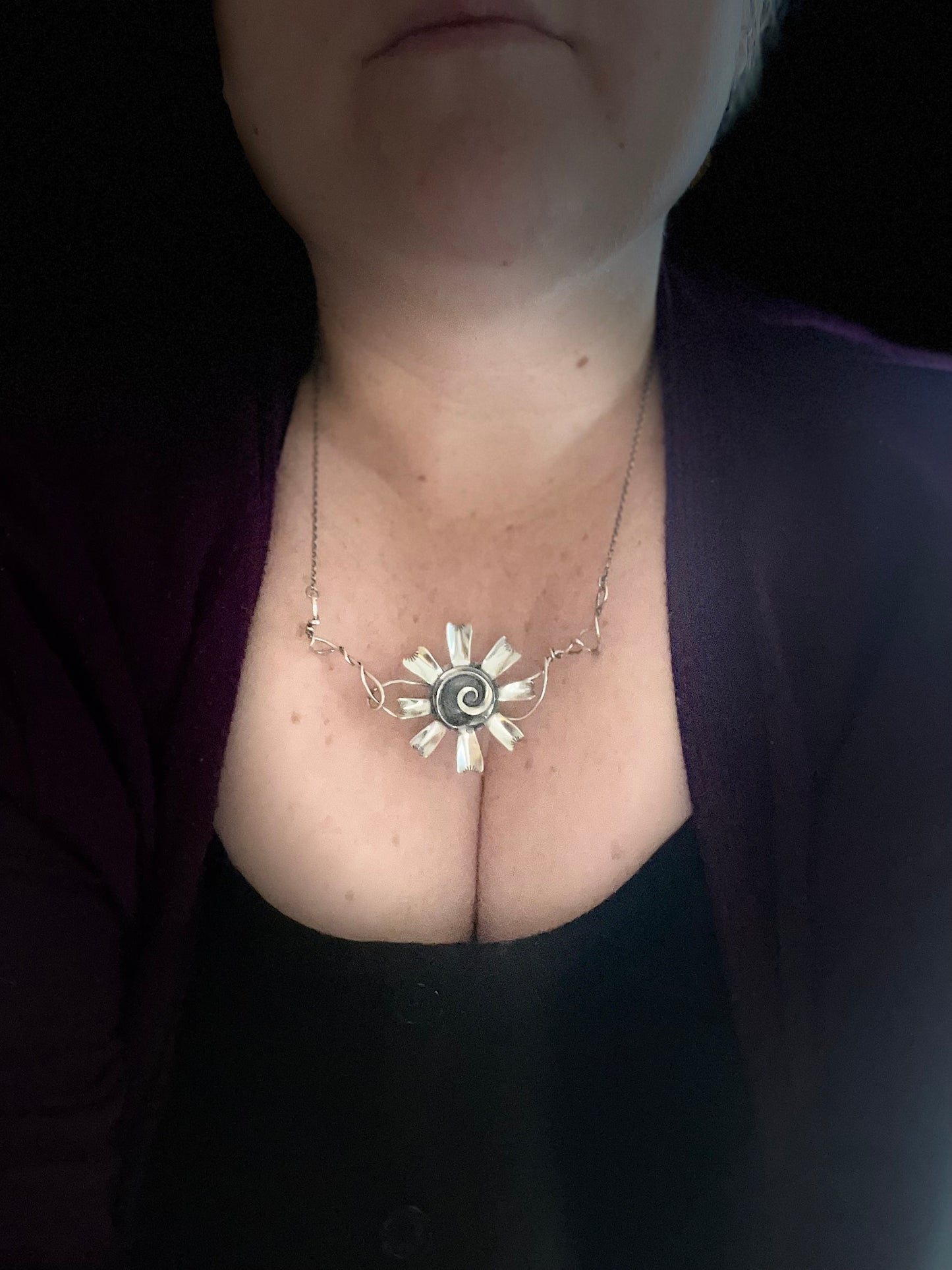 Oh Dear • Sterling Silver Sculptural Viney Flower Neckpiece