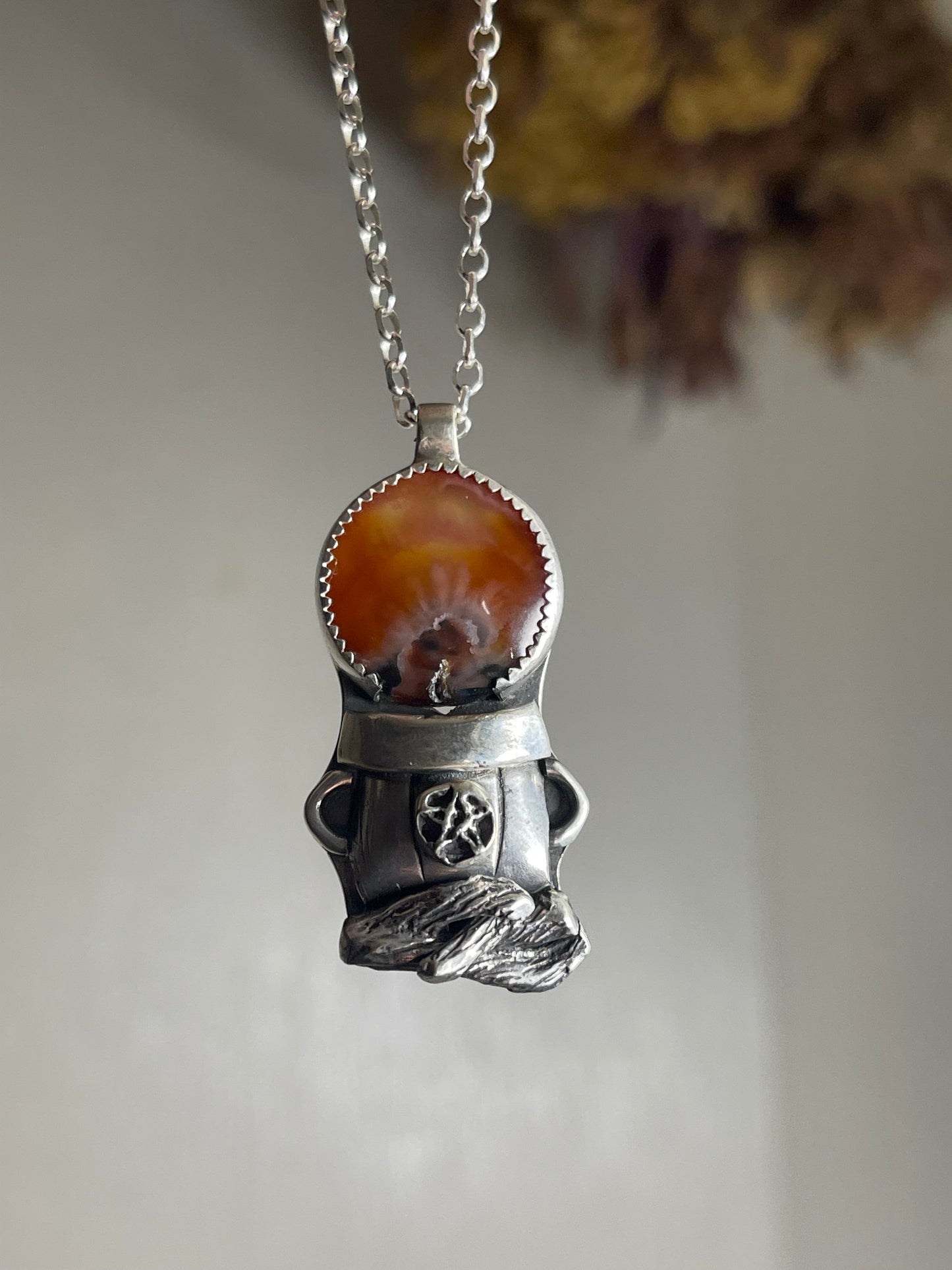 *Blood Moon Cauldron • Sterling Silver Pandora Agate Pendant Necklace