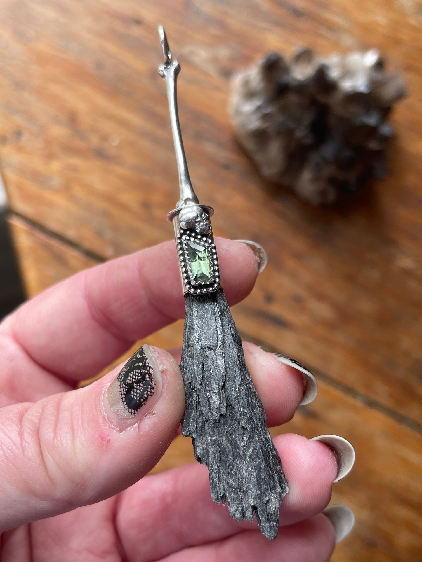 Bone Witch Sapphire Crystal Broom