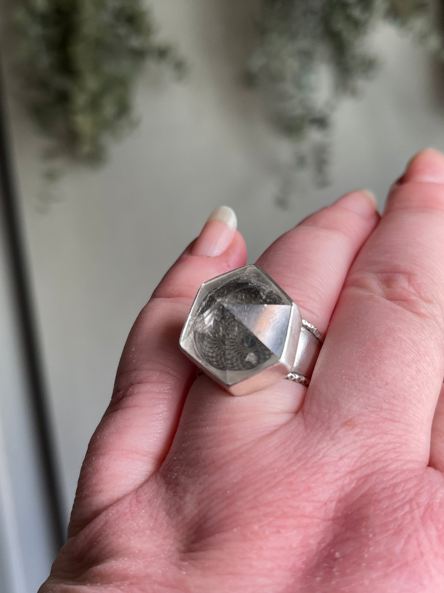 Emergence Crystal Statement Ring • Fine Silver with London Blue Topaz