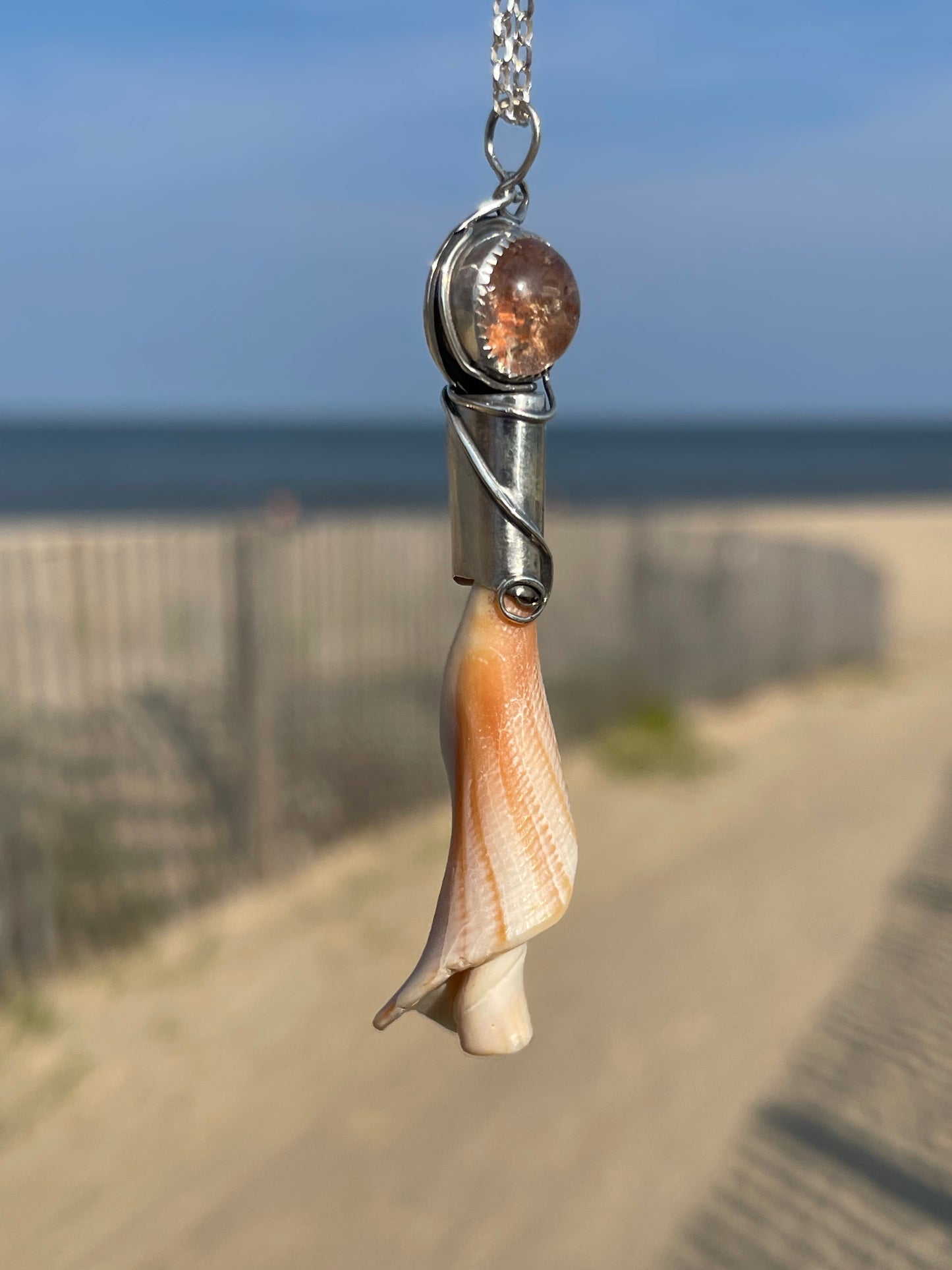 *Dancing in the Dunes • Garden Quartz Seashell Pendant