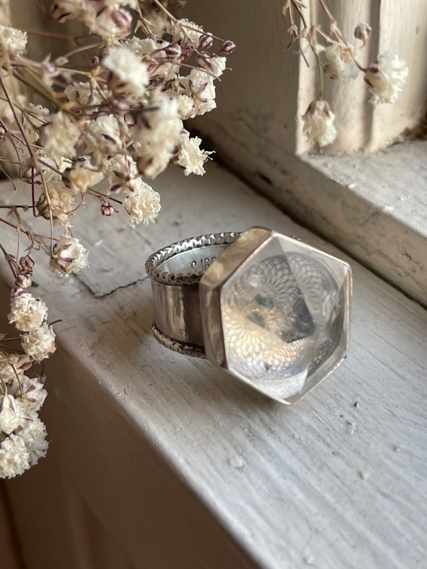 Emergence Crystal Statement Ring • Fine Silver with London Blue Topaz