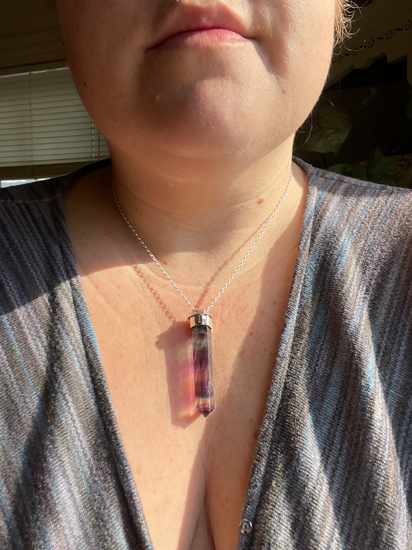 Autumnal Decay Fluorite Crystal Skull Necklace