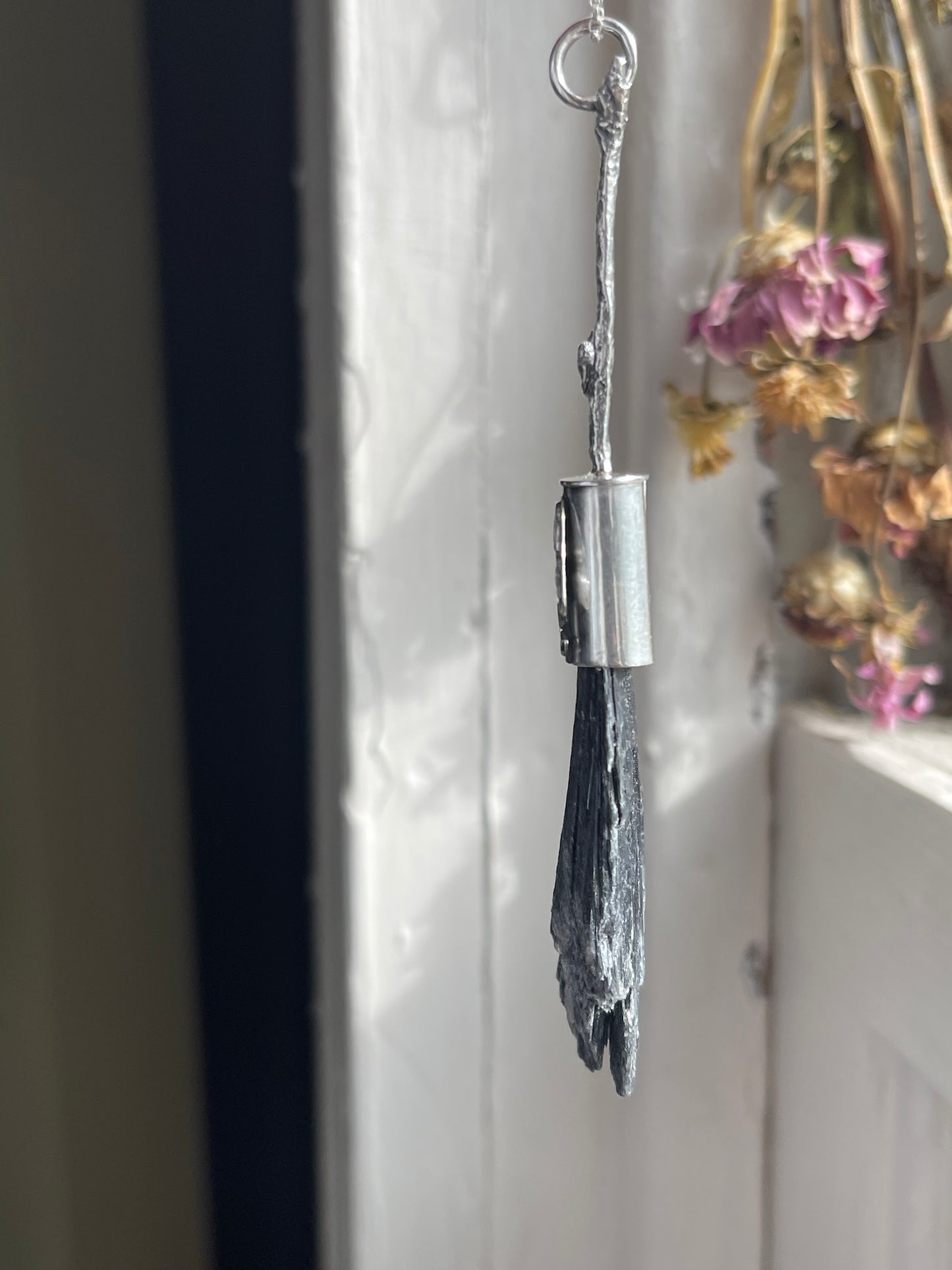 Aries Ram Forest Witch Crystal Broom Pendant