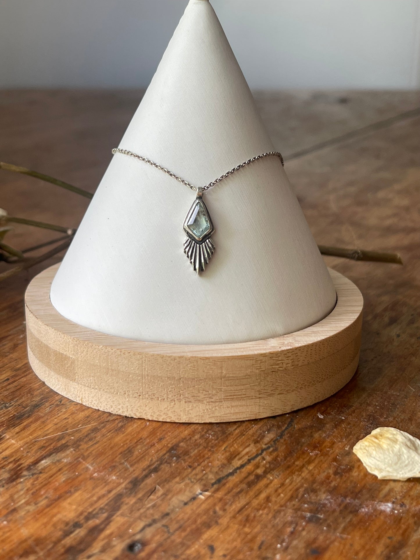 *Iðunn • Aquamarine Pendant Necklace • Fine Silver