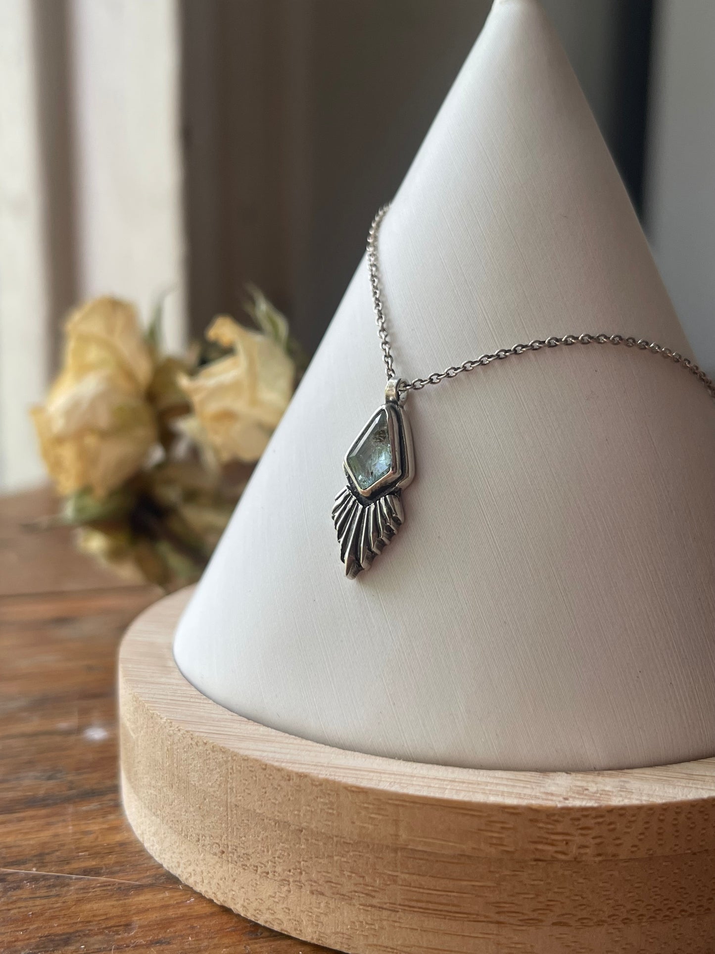 *Iðunn • Aquamarine Pendant Necklace • Fine Silver