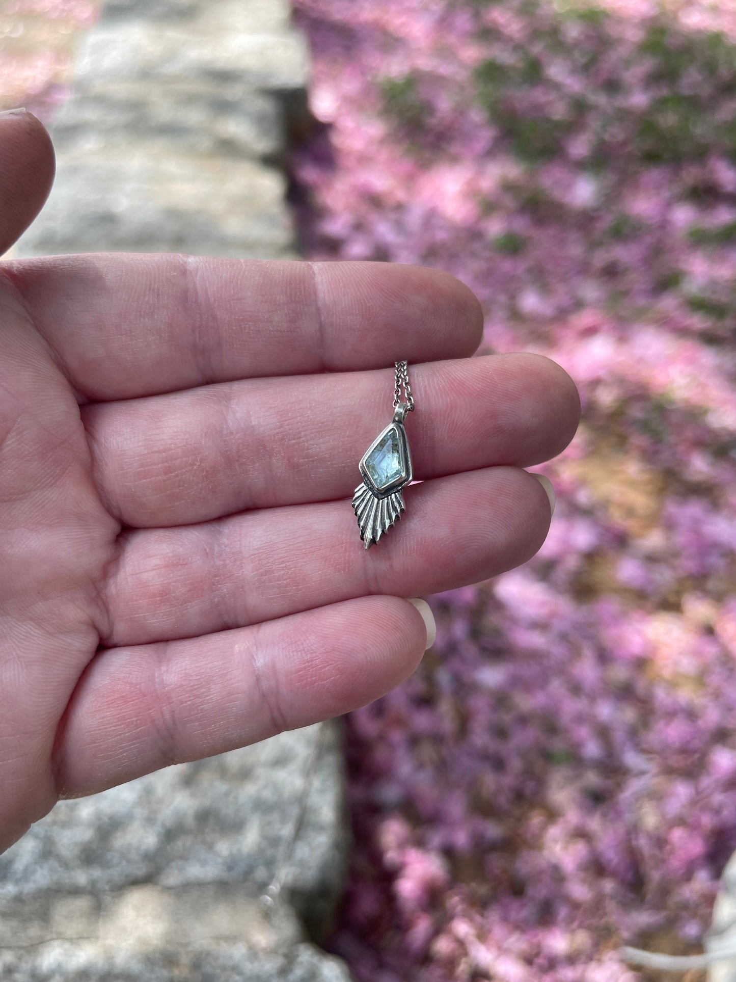 *Iðunn • Aquamarine Pendant Necklace • Fine Silver