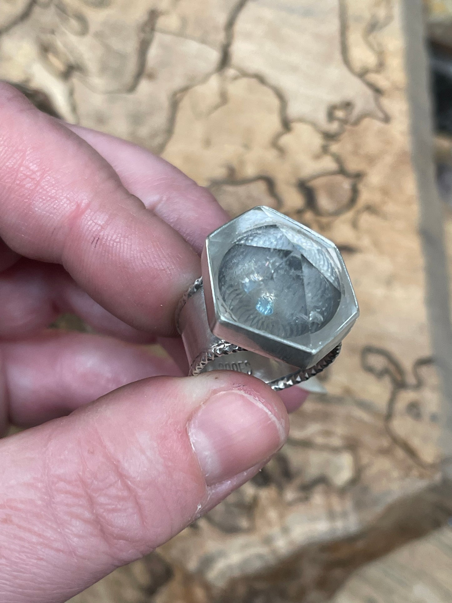 Emergence Crystal Statement Ring • Fine Silver with London Blue Topaz