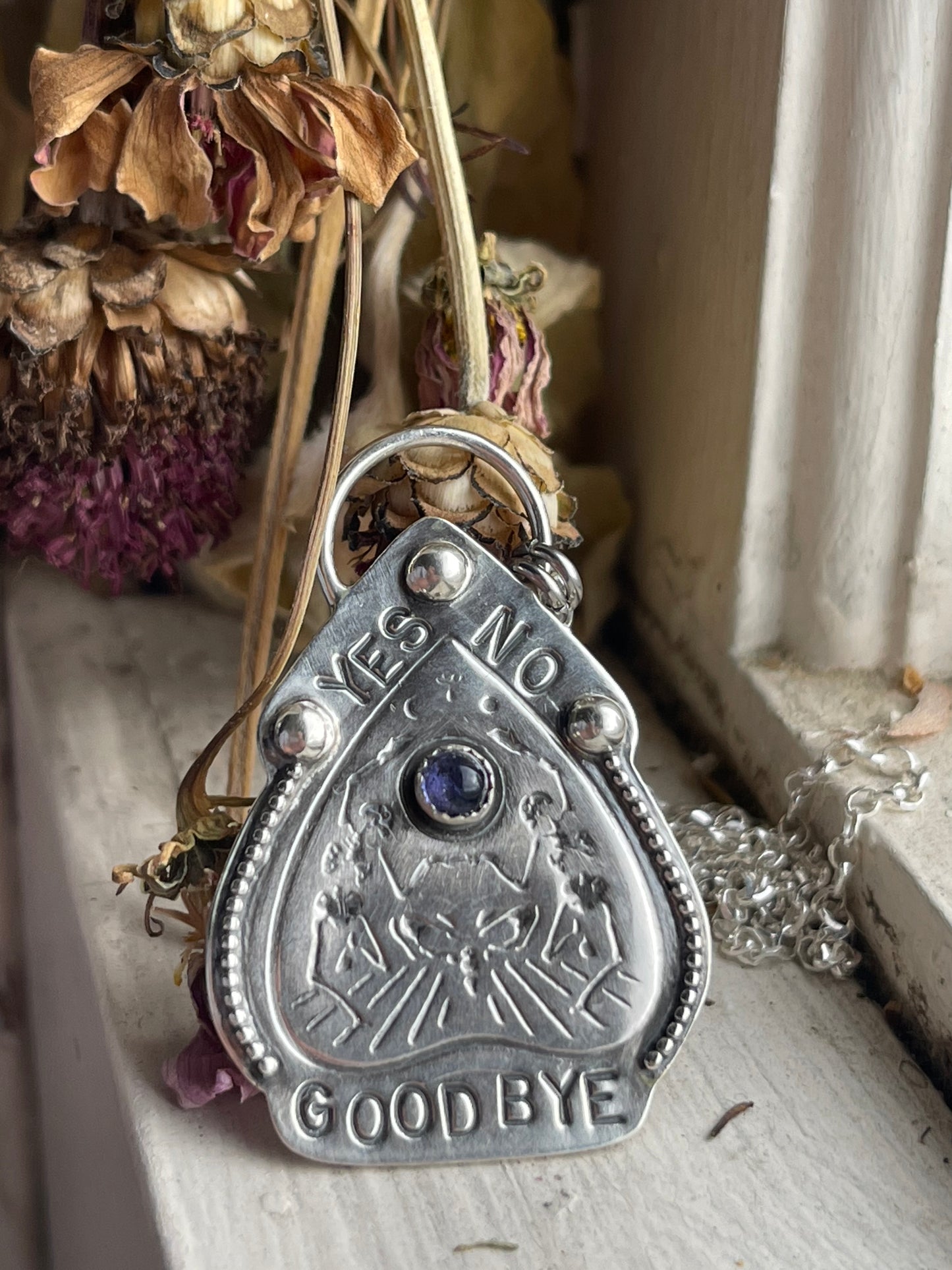 Iolite Ouija Planchette Statement Necklace