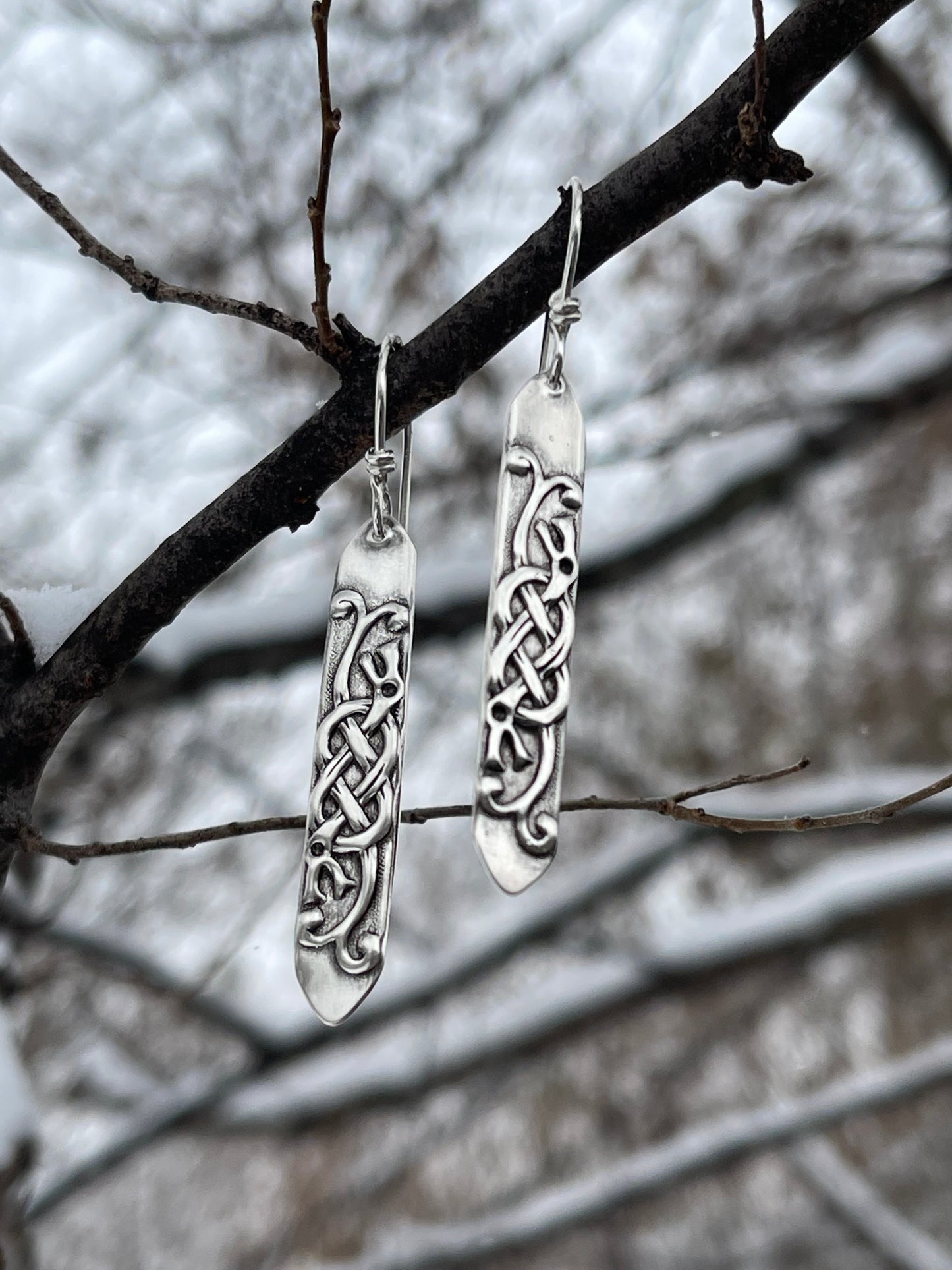 Jörmungandr Viking Knots Sterling Silver Dangle Earrings