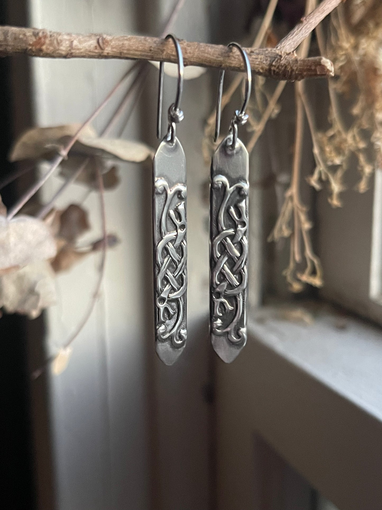 Jörmungandr Viking Knots Sterling Silver Dangle Earrings