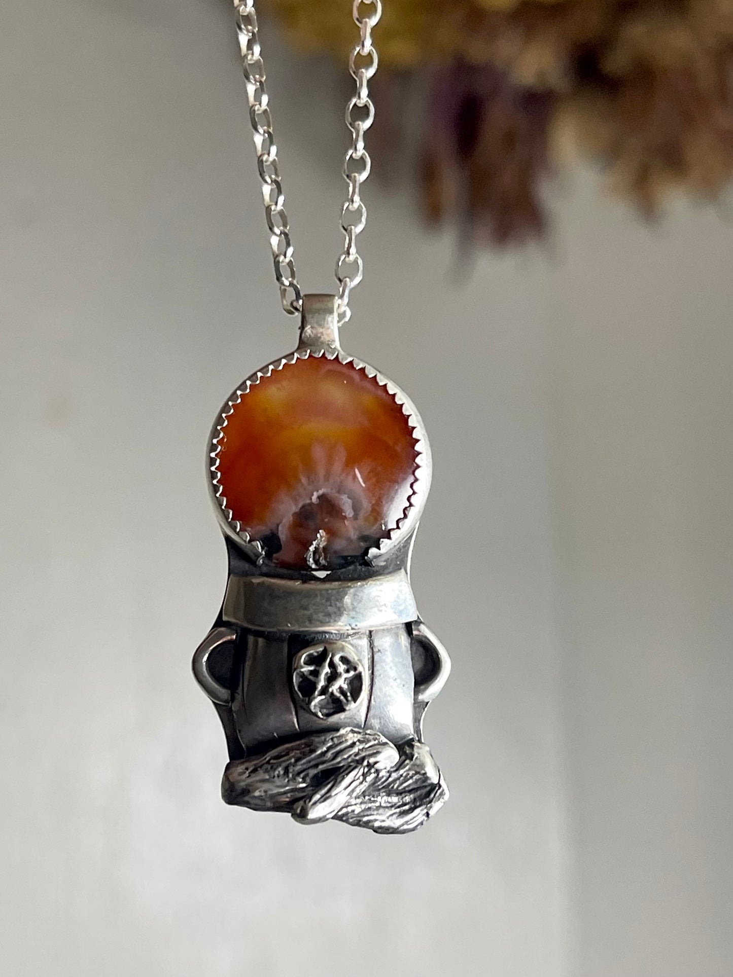 *Blood Moon Cauldron • Sterling Silver Pandora Agate Pendant Necklace