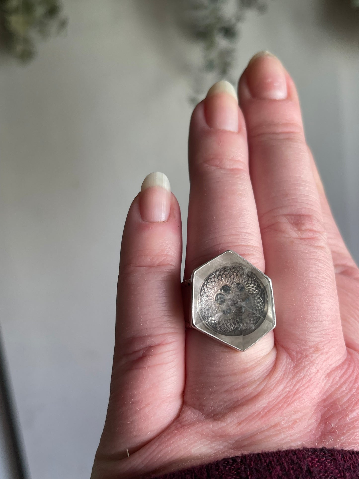 Emergence Crystal Statement Ring • Fine Silver with London Blue Topaz