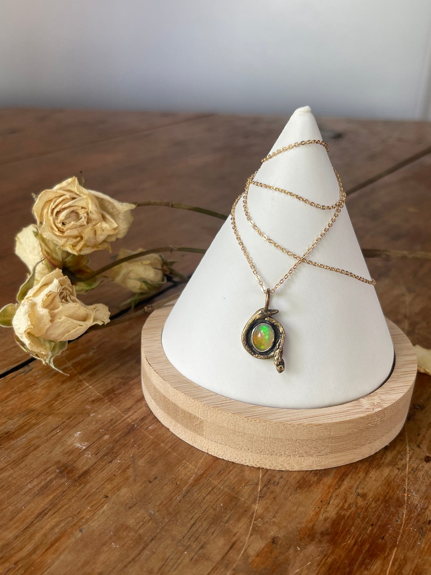 *Garden Snake • Ethiopian Opal Mixed Metals Pendant Necklace