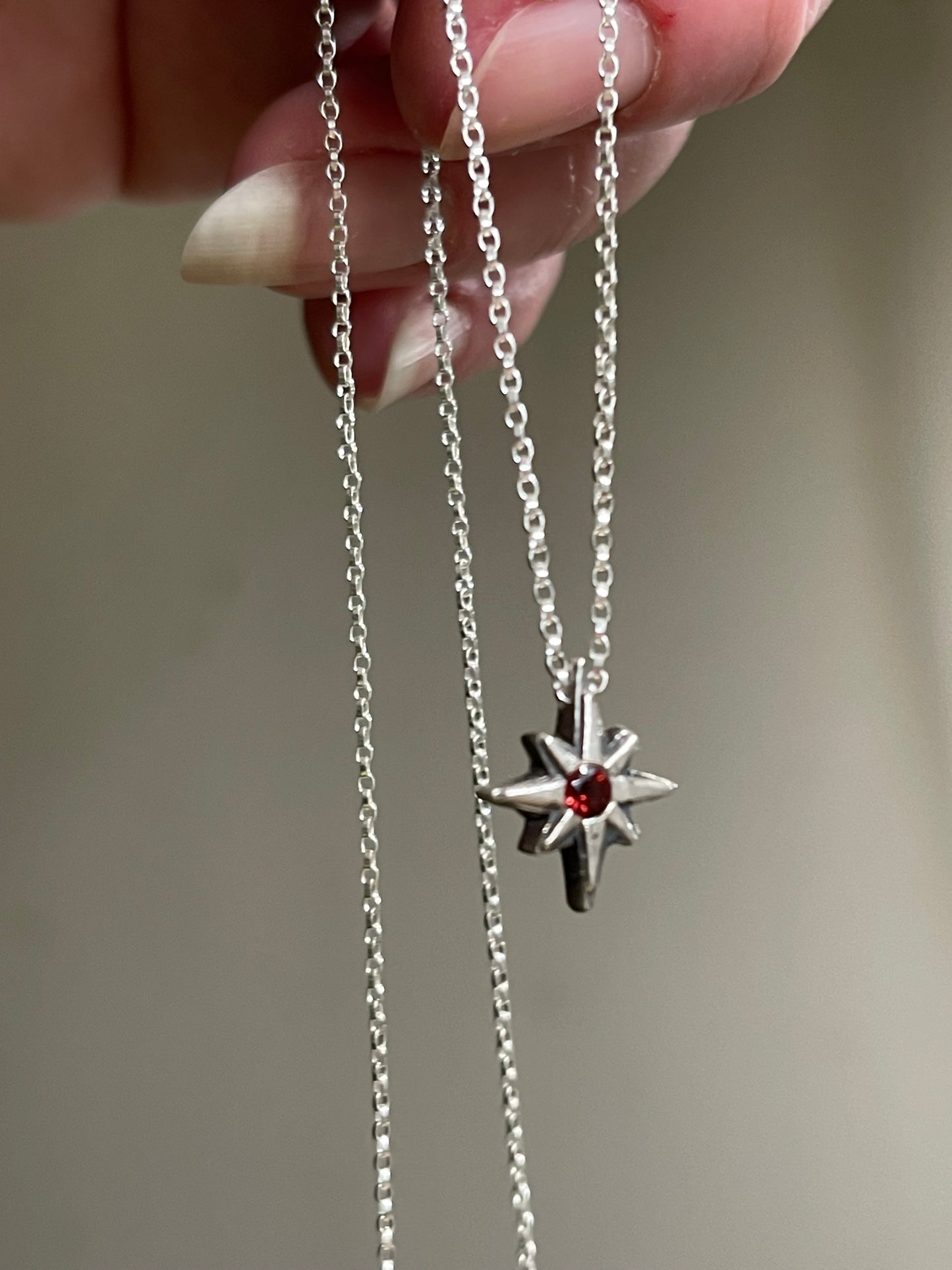 Dark Star • Garnet Star Charm Necklace MADE TO ORDER