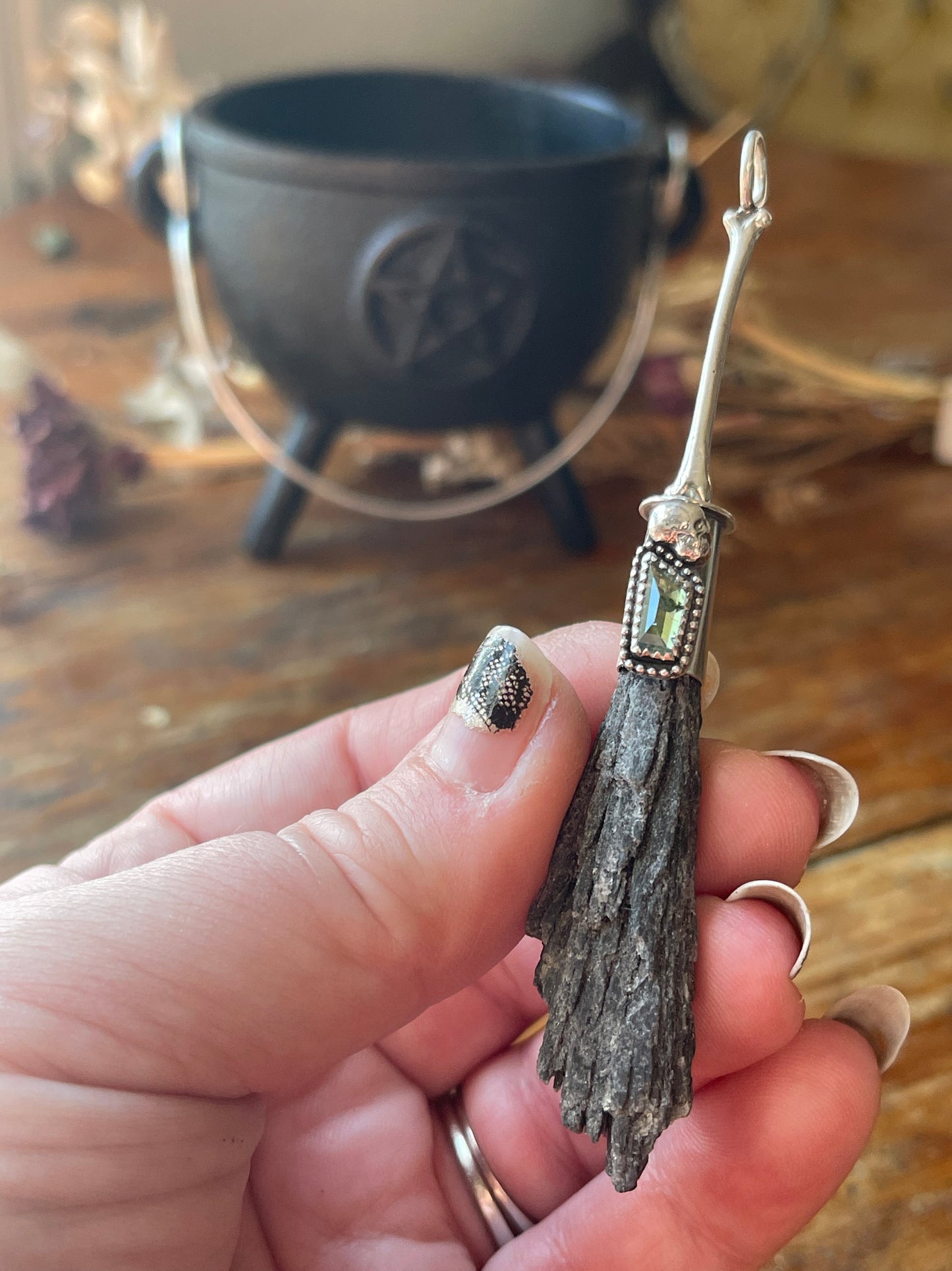 Bone Witch Sapphire Crystal Broom