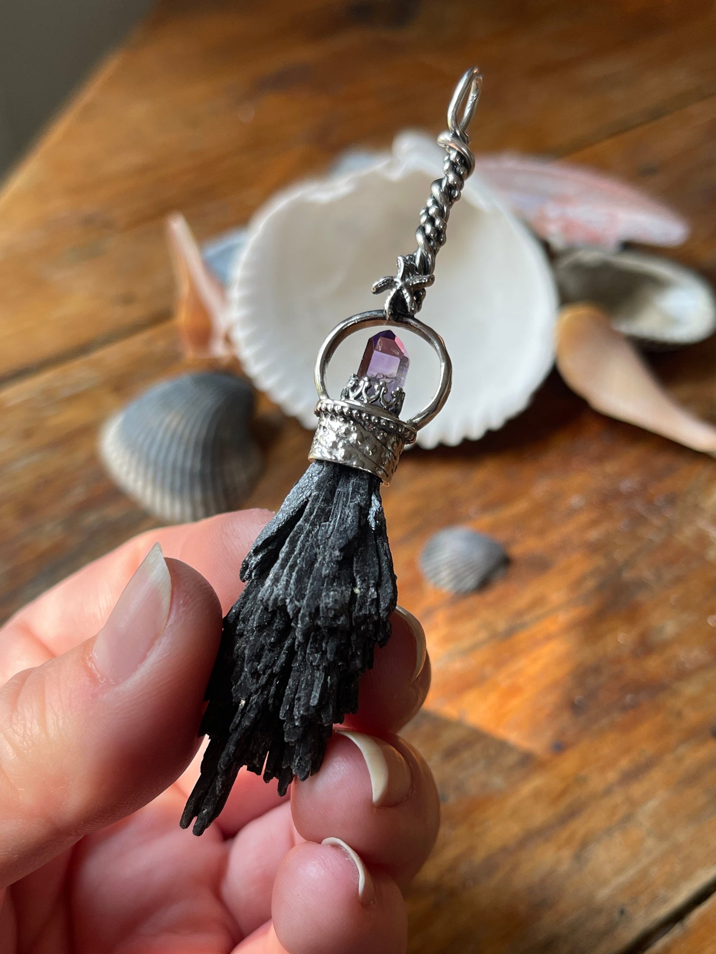 The Urchin Witch Crystal Broom Pendant