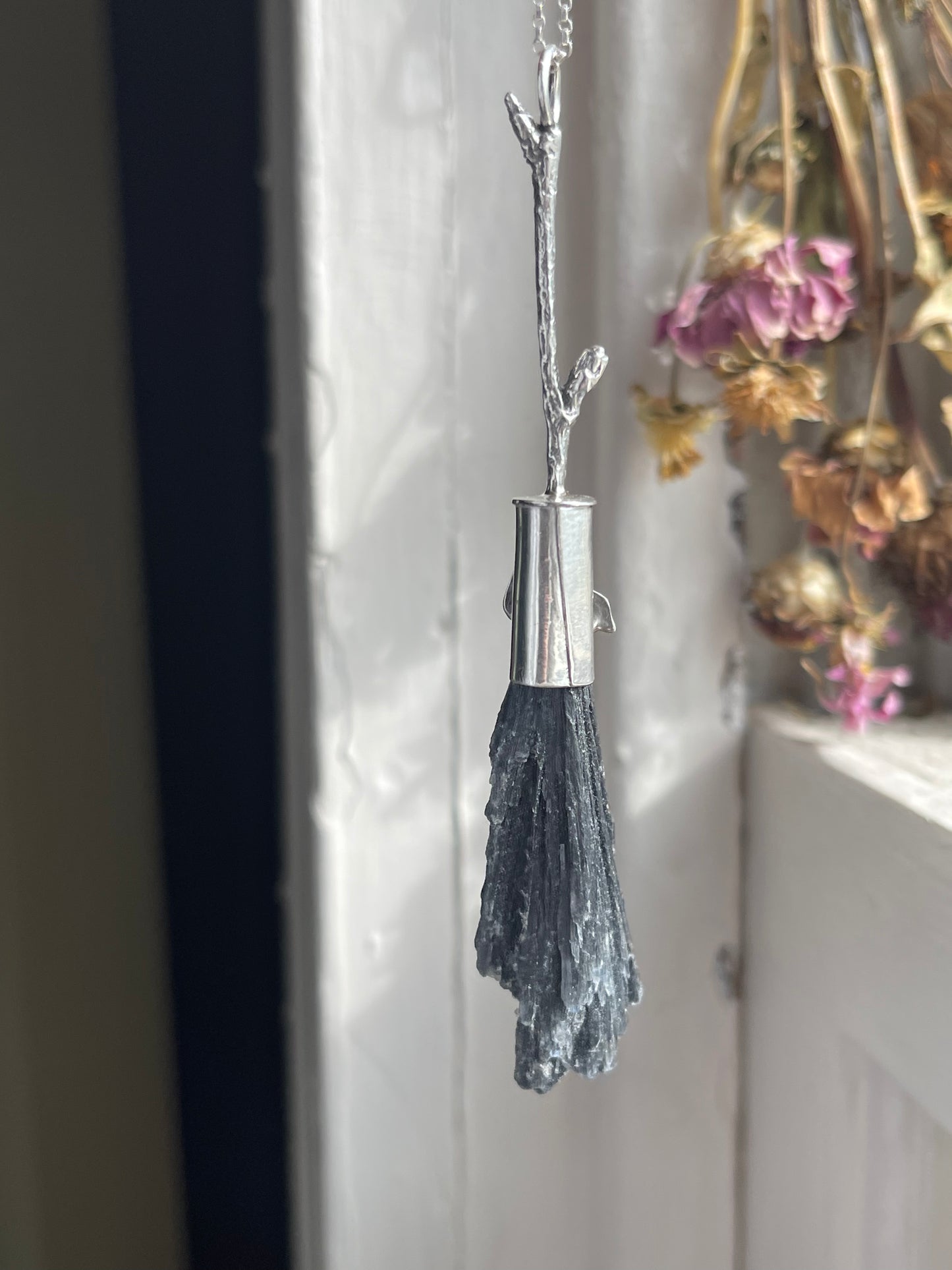 Aries Ram Forest Witch Crystal Broom Pendant