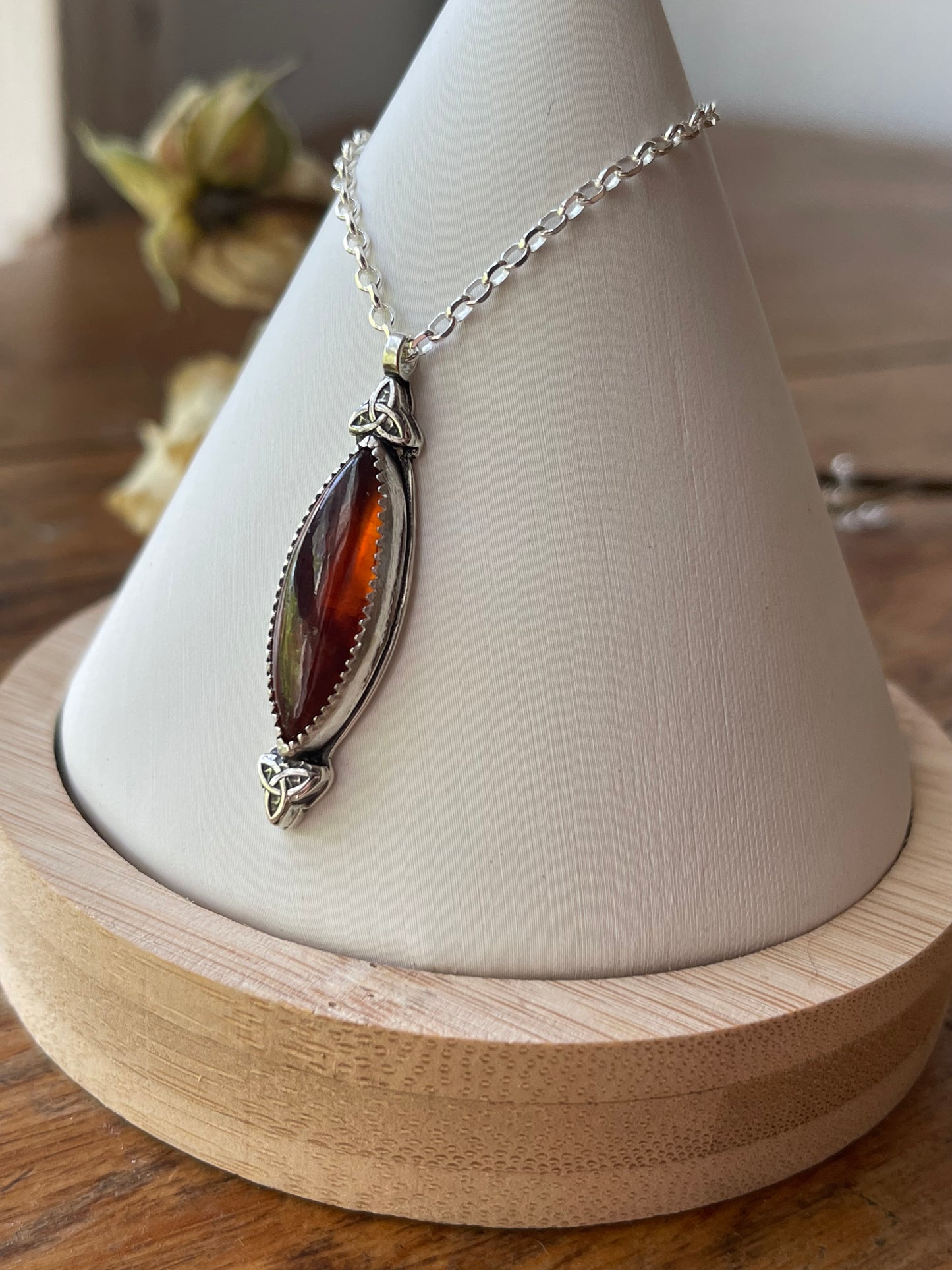*Eternal Embers • Hessonite Garnet Pendant Necklace • Sterling Silver