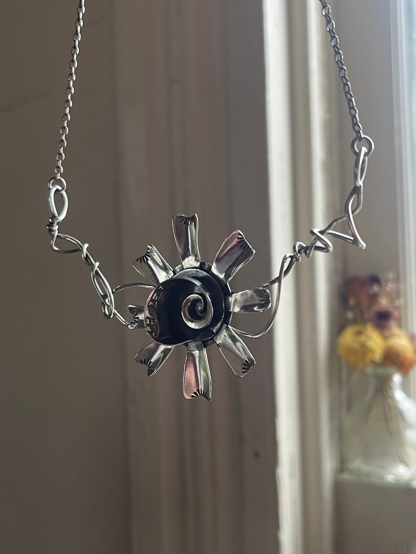 Oh Dear • Sterling Silver Sculptural Viney Flower Neckpiece