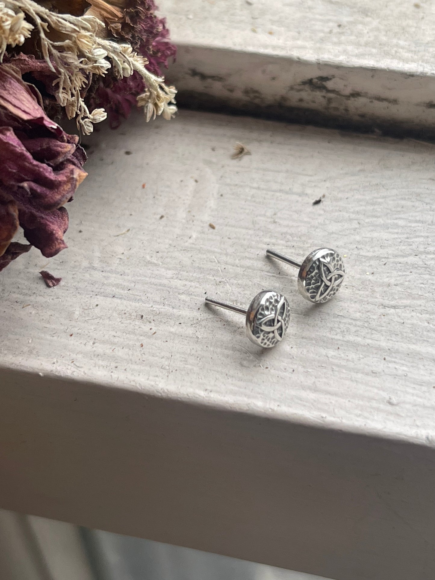 Celtic Knot Recycled Silver Stud Earrings