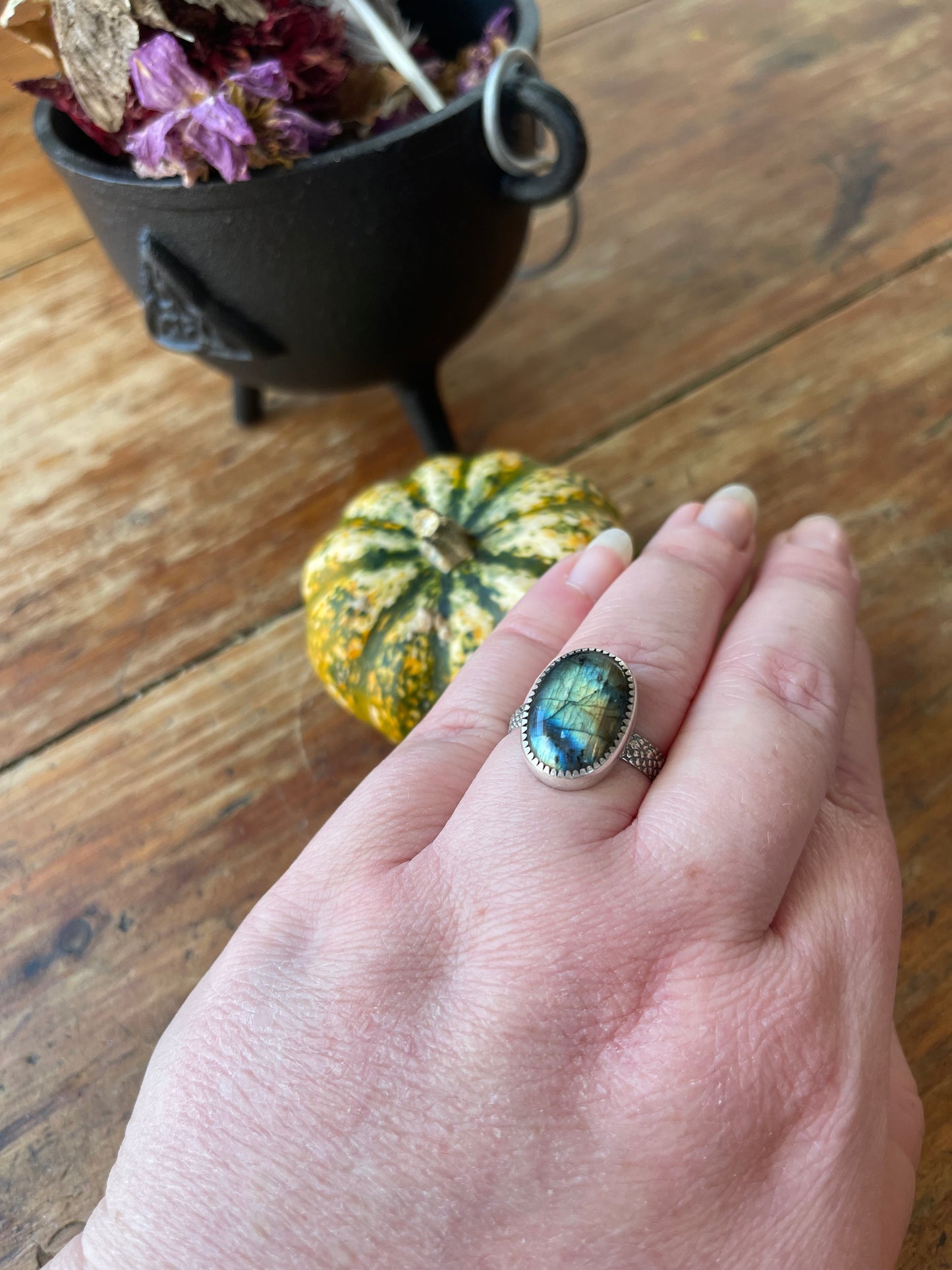 Autumn Skies Labradorite Ring Size 10.5