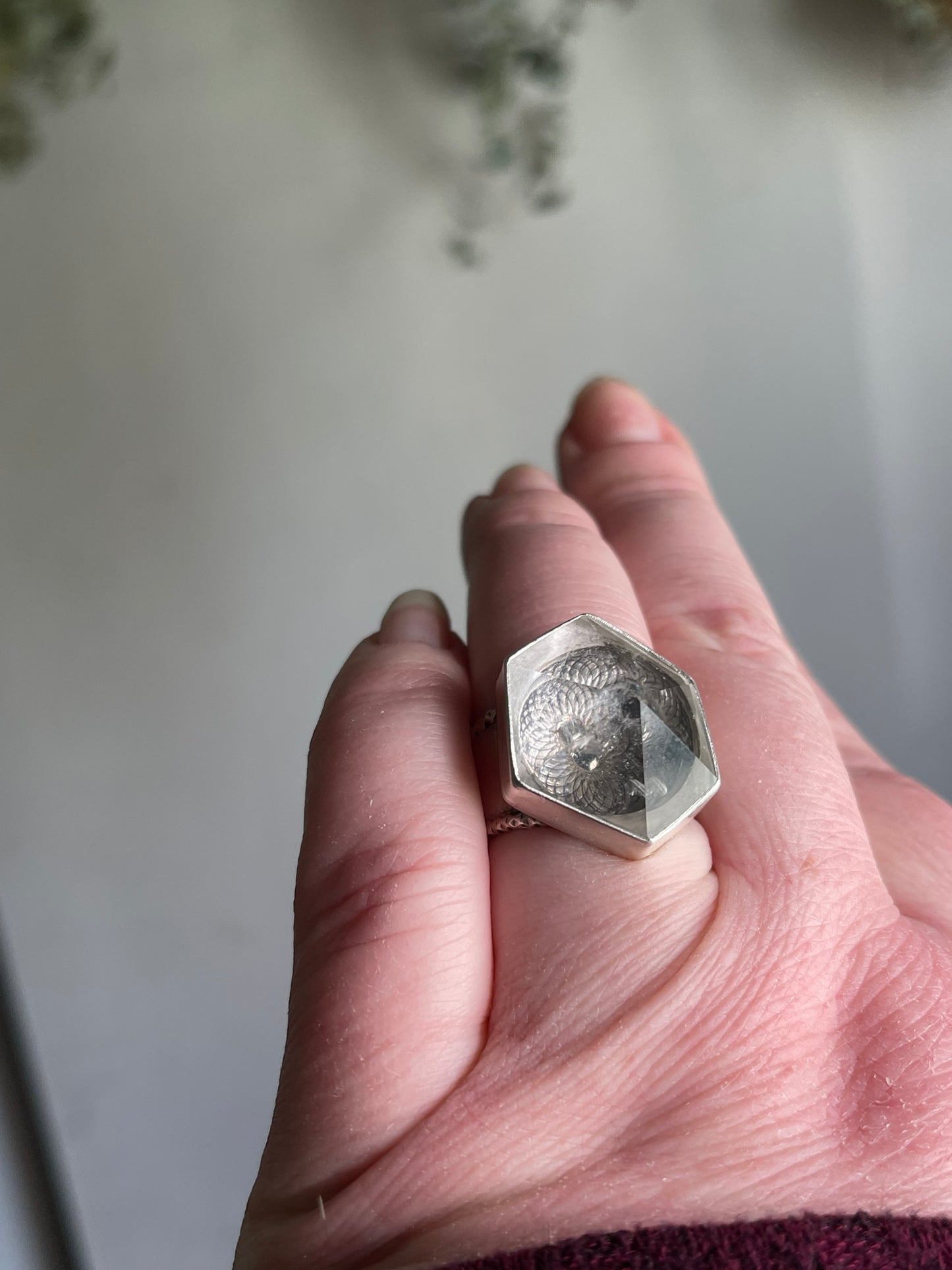 Emergence Crystal Statement Ring • Fine Silver with London Blue Topaz