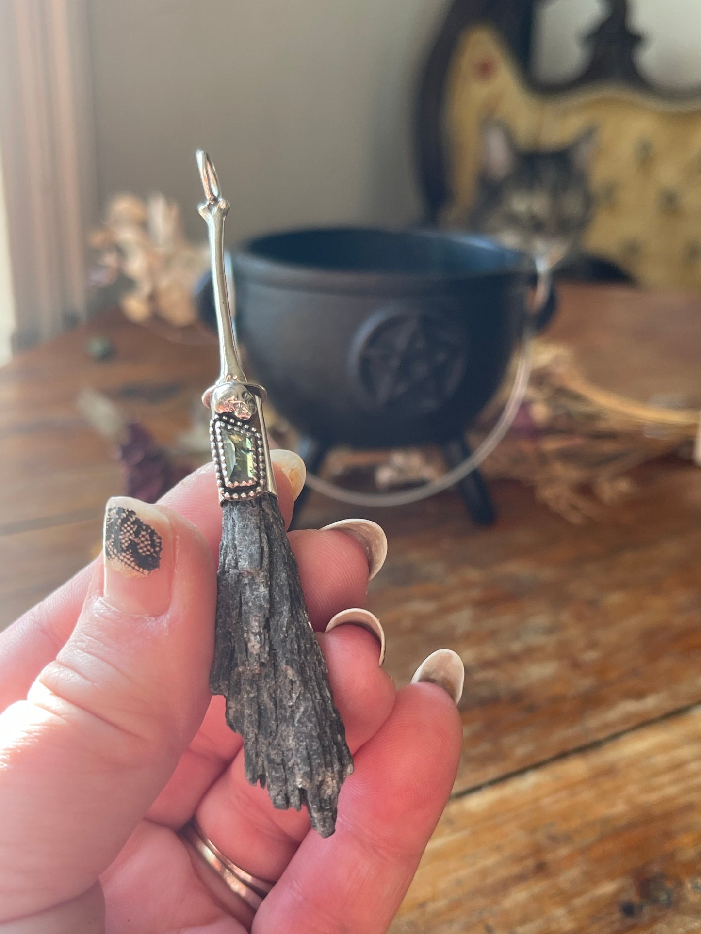 Bone Witch Sapphire Crystal Broom